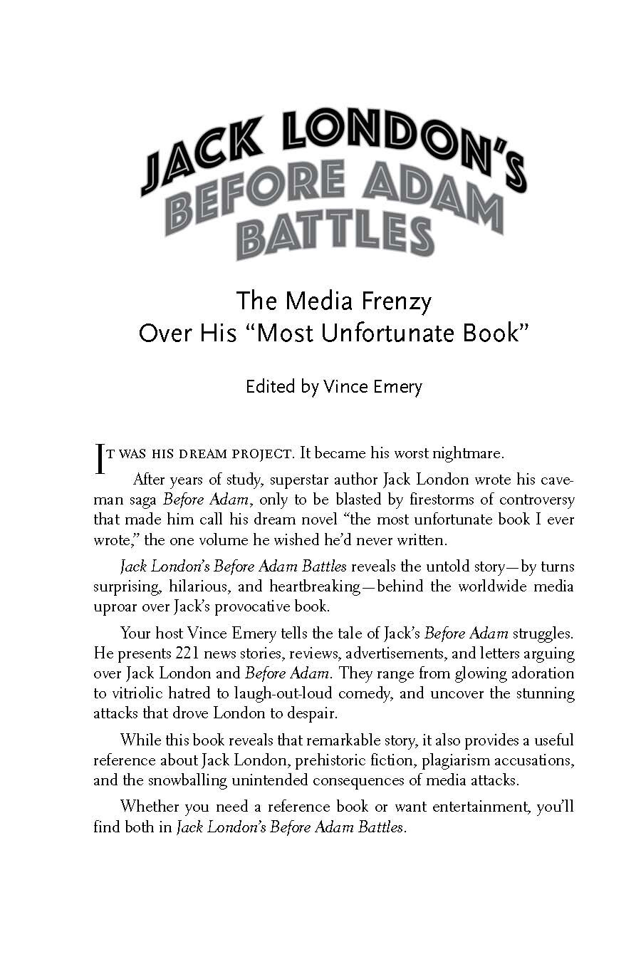 Brand new unread copy JACK LONDON’S BEFORE ADAM BATTLES „It’s a stunner.“