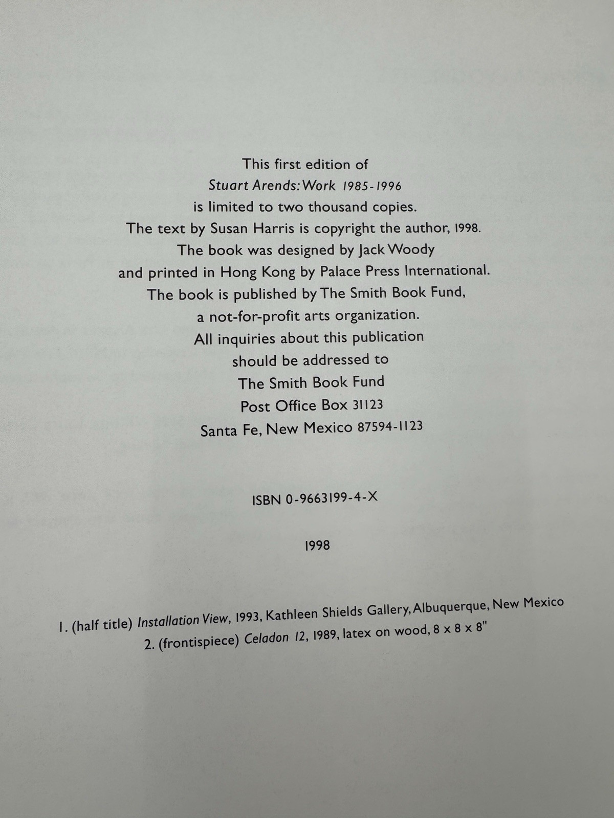 Stuart Arends: Work 1985-1996 by Susan Harris, 1st Ed Hardcover Book & Ephemera