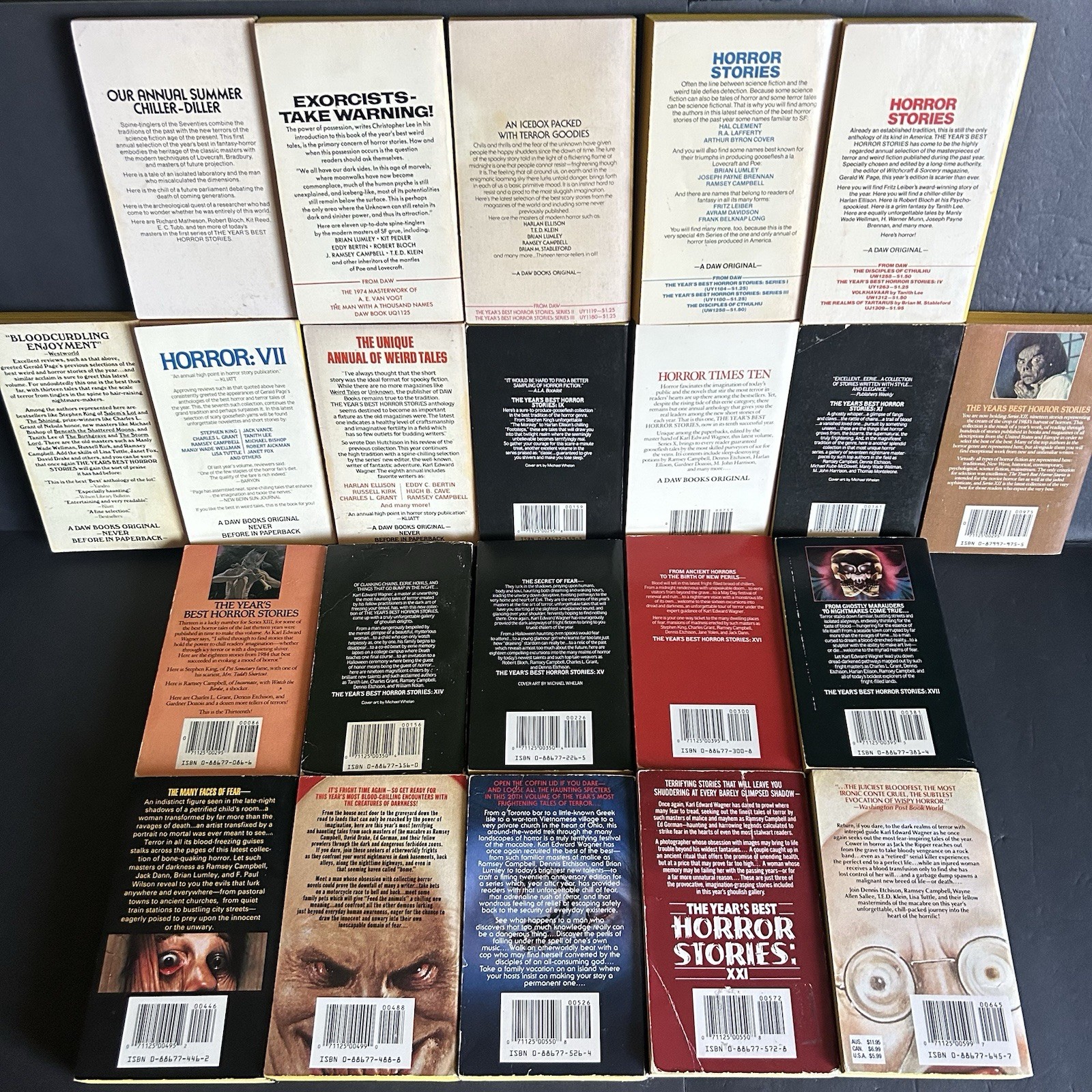 The Year’s Best Horror Stories Complete Series #1-22 DAW Books Vintage Horror PB