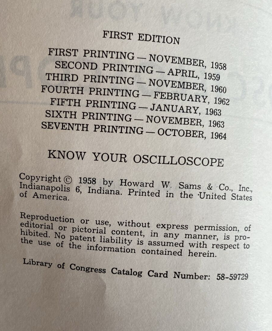 „Know Your Oscilloscope“ by Paul C. Smith 154 pages 1964 Photofact Paperback
