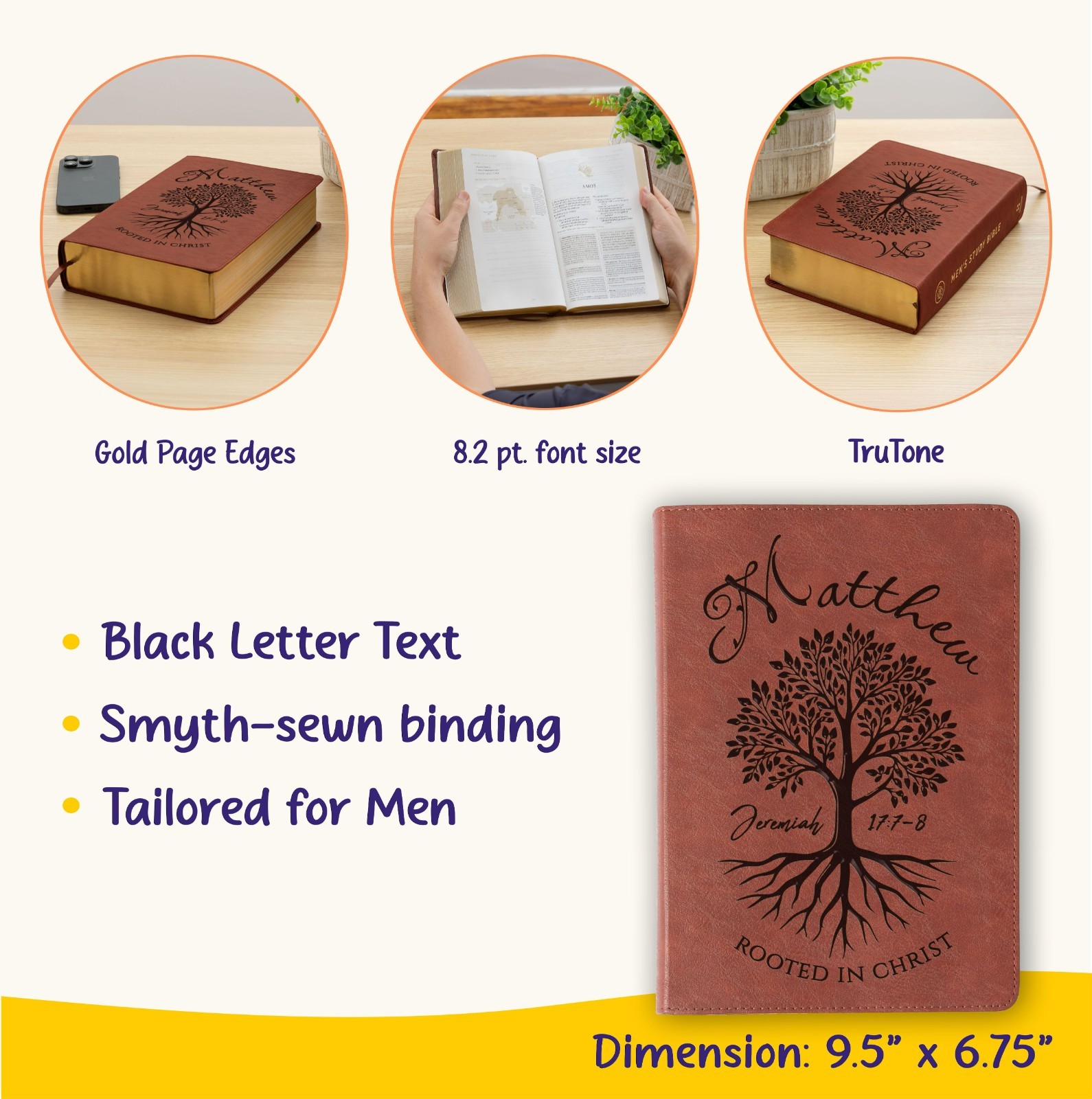 Personalized ESV Men’s Study Bible, Rooted in Christ Tree Design, Name Engraved