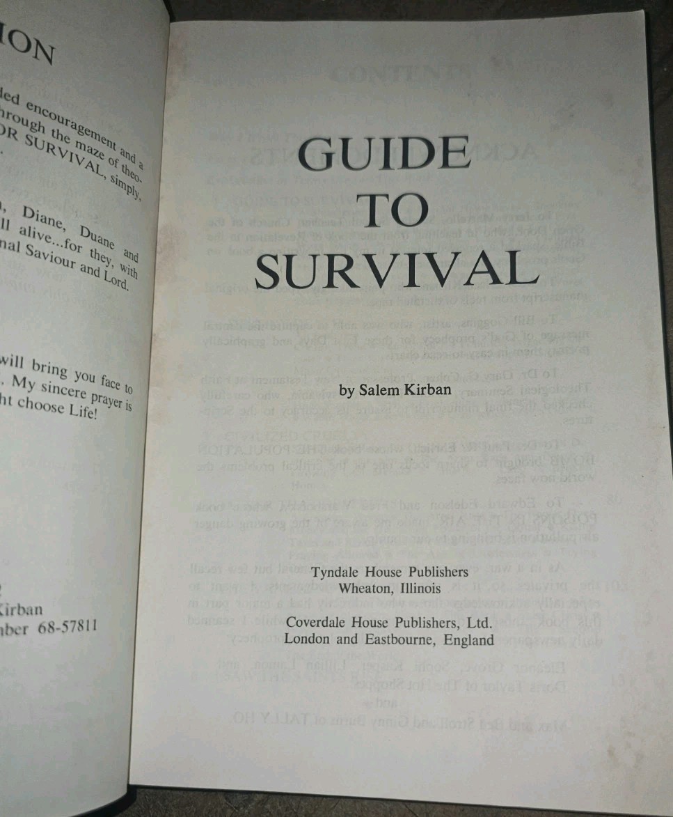 Guide To Survival 1972 Salem Kirban Tydale House Pub Damage Paperback Soffcover