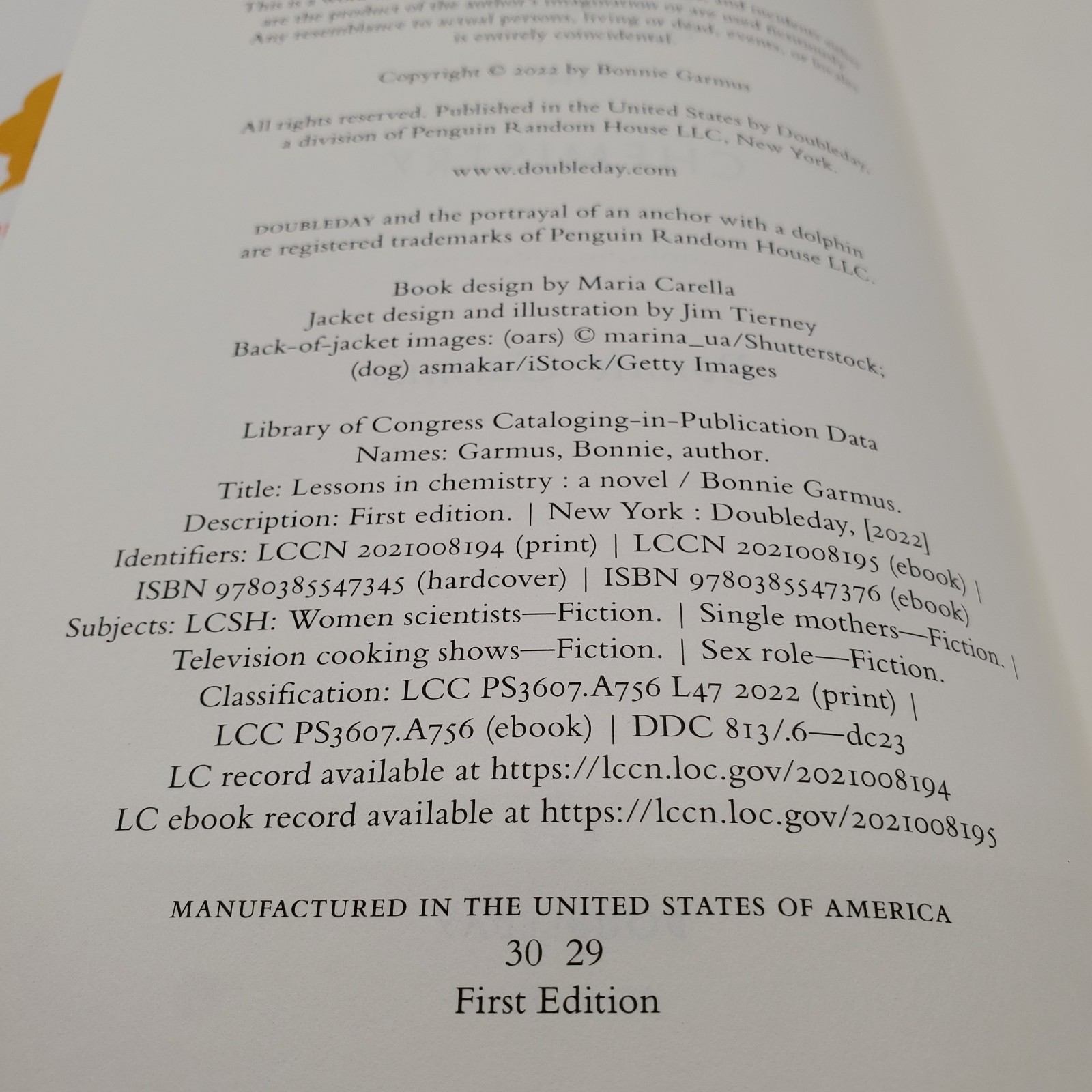 Lessons in Chemistry Bonnie Garmus Hardback First Edition 2022 Very Good Rare