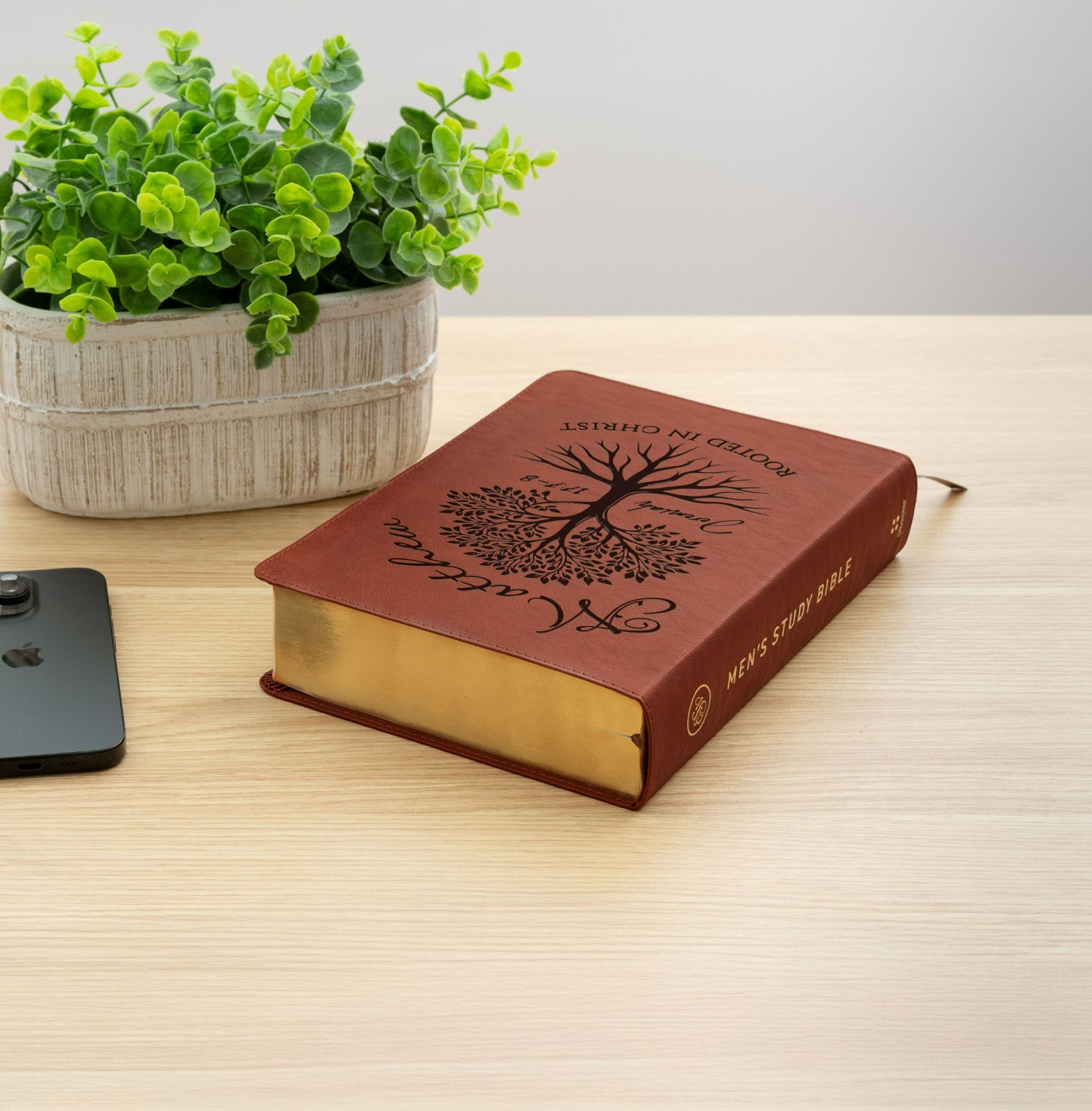Personalized ESV Men’s Study Bible, Rooted in Christ Tree Design, Name Engraved