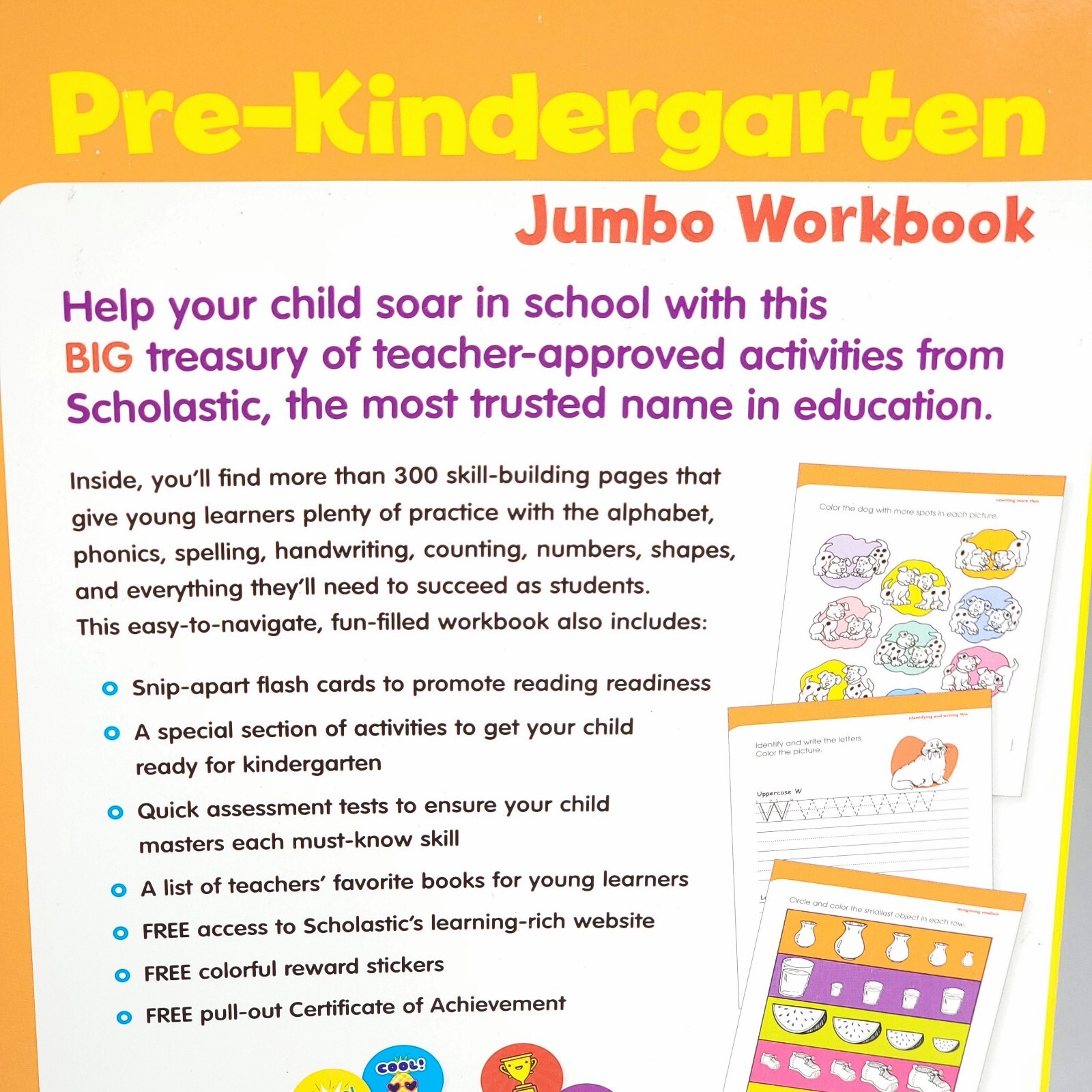 Scholastic Pre-Kindergarten Jumbo Workbooks Paperback Children Ages 3-4 New