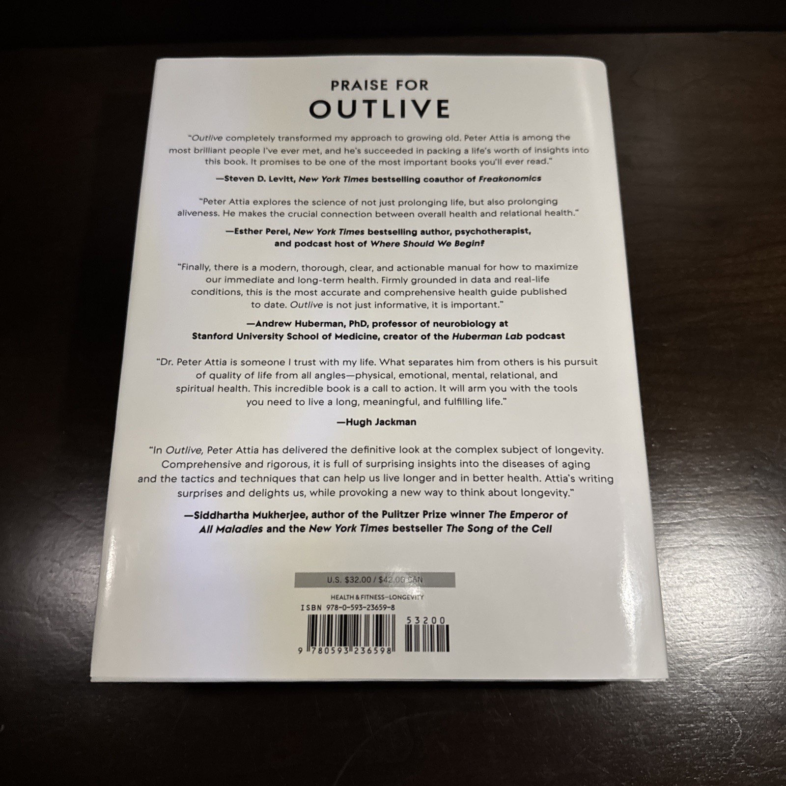 Outlive : The Science and Art of Longevity by Peter Attia MD (New, Hardcover)