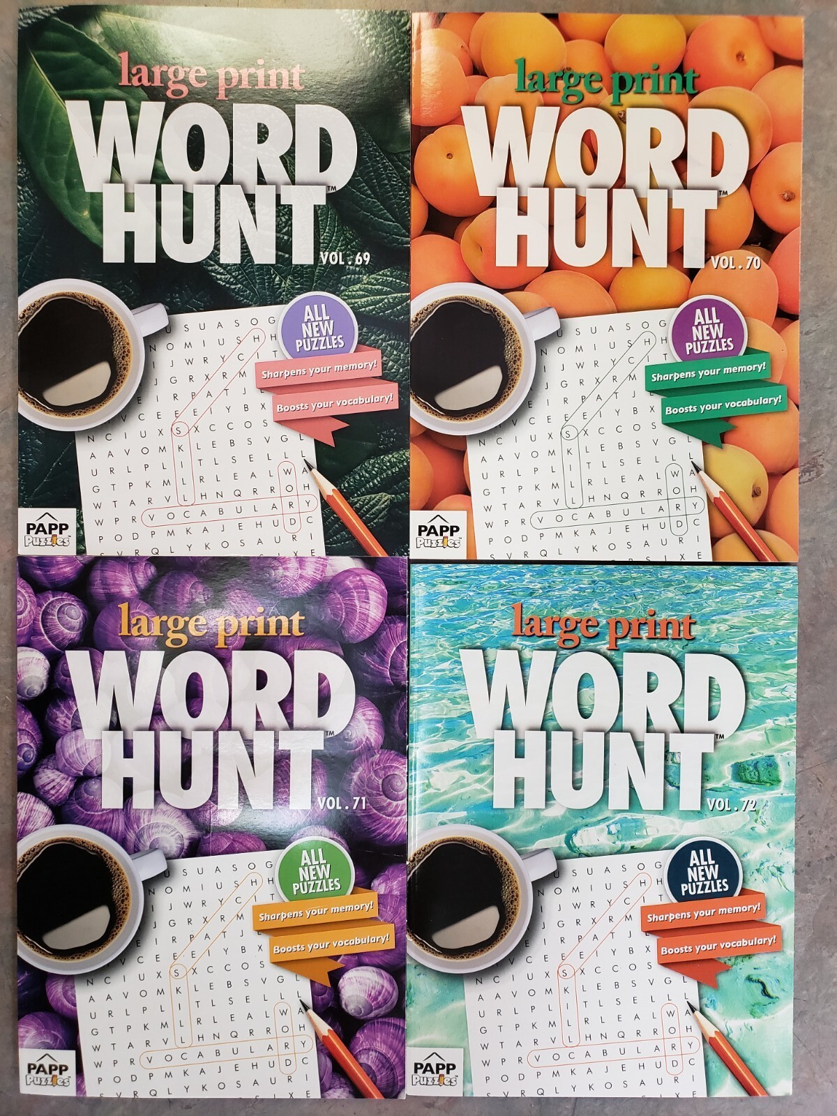 Large Print Word Hunt Puzzle Books Papp Search,Find,Game,Hobby Pick up to 20Vols