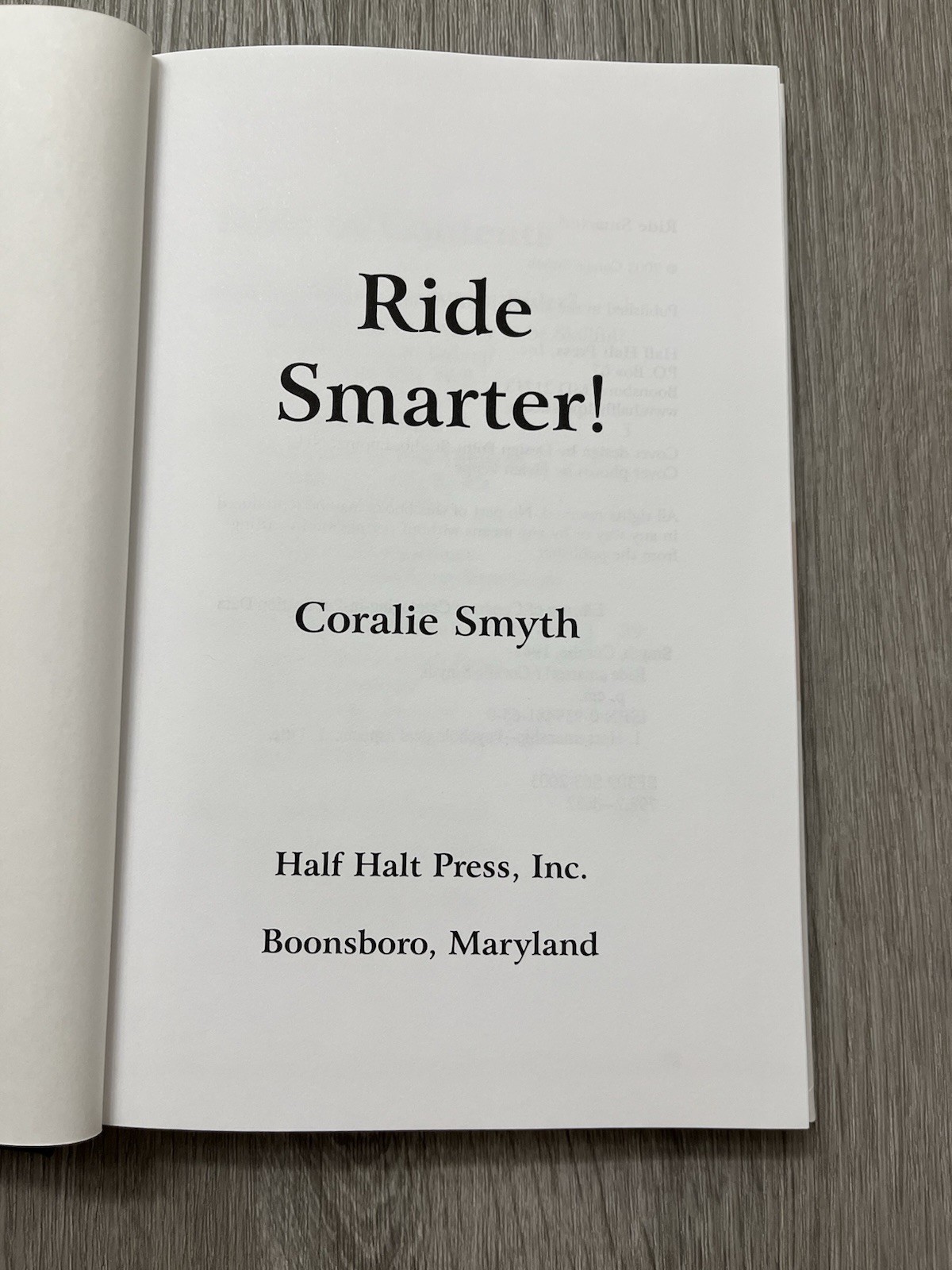 Ride Smarter! Coralie Smyth 2003 HC Horsemanship Psychological Aspects Horses