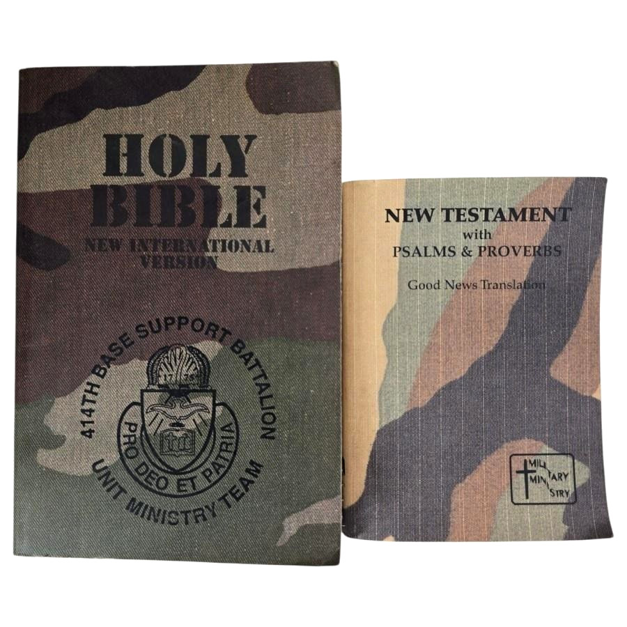 Holy Bible NIV NT Psalms Good News Camo Military Mini 2 Books Vintage Pocket
