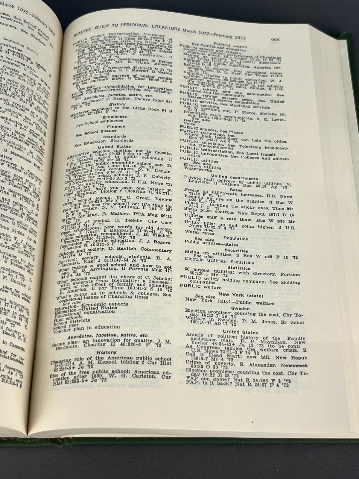 1972 -73 Reader’s Guide to Periodical Literature Volume 32 by H.W. Wilson