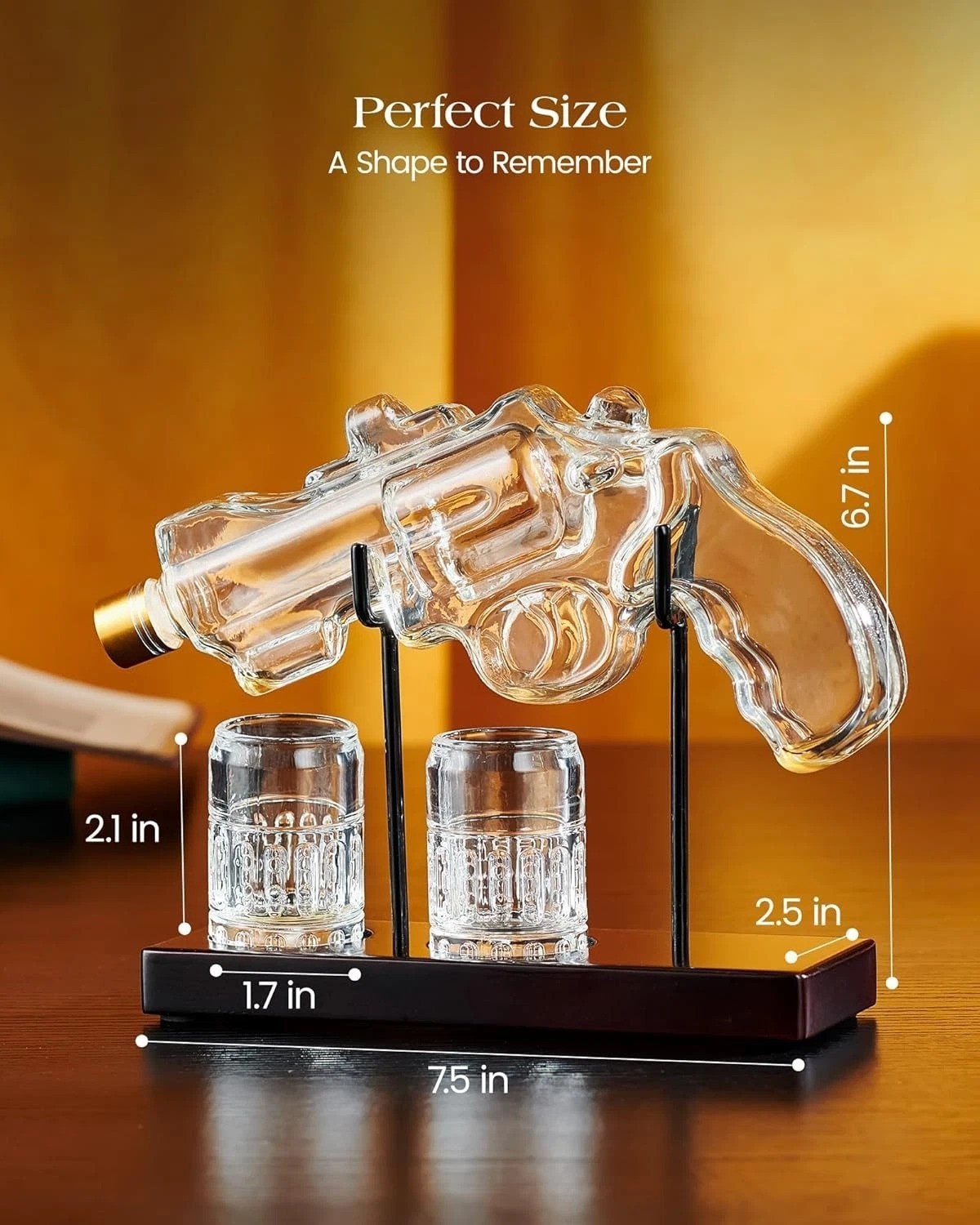 Luxury Gun-Shaped Whiskey Decanter with Glasses – Ideal for Him, 9 oz Capacity