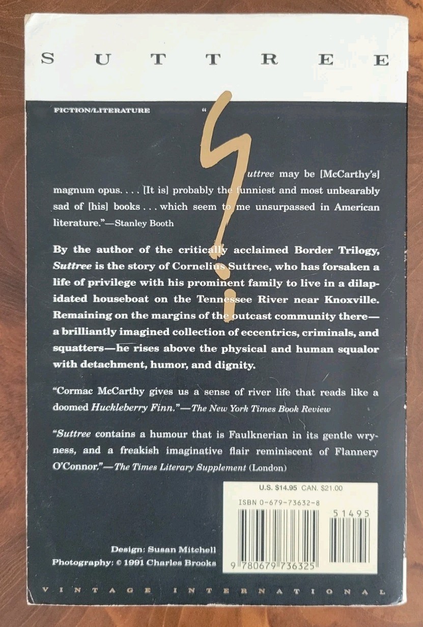 Suttree by Cormac McCarthy First Vintage International Edition Paperback