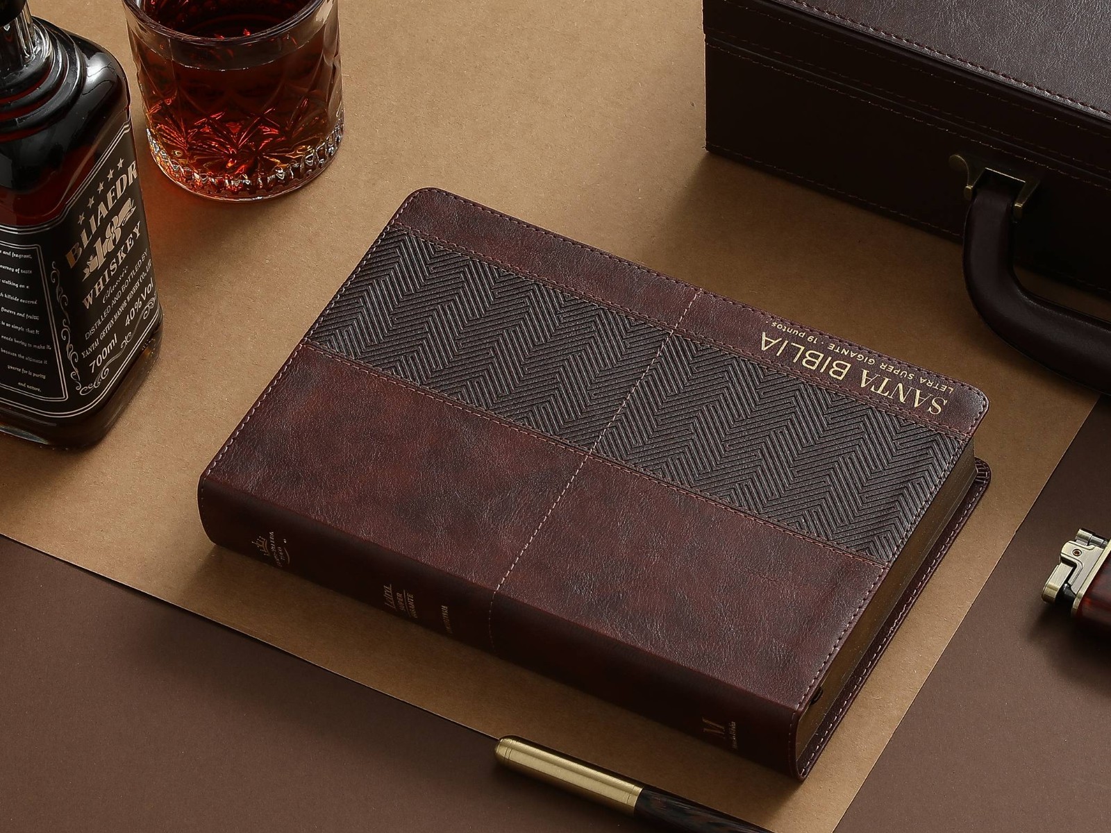Biblia Letra Súper Gigante 19 puntos RV1960, imit piel café geométrico Con Índic