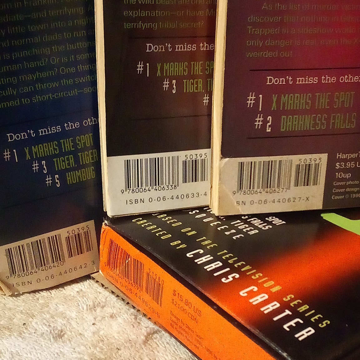 The X-Files HarperPrism Paperback Novel Lot 6: #1,3,4,5,6,7 (1990s)