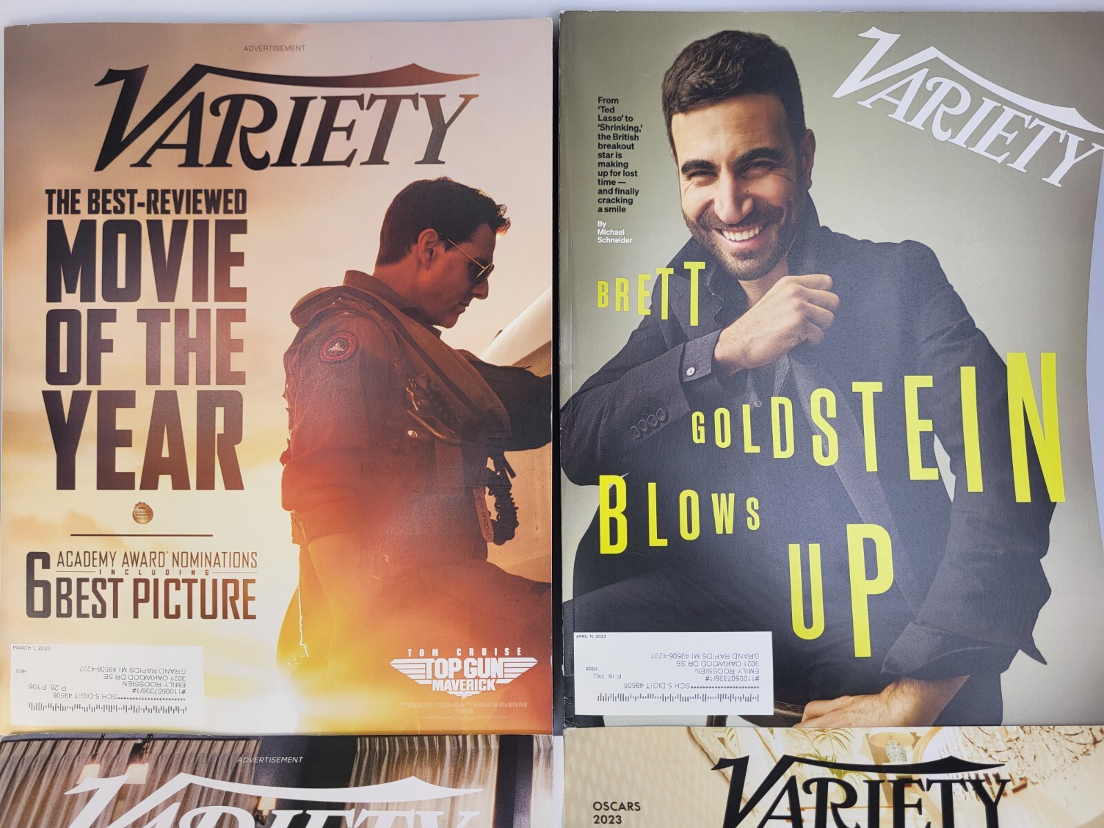 VARIETY MAGAZINE LOT 5 ISSUES: FEB 22, MAR 1 & 8, APR 5 & 11 GOLDSTEIN MARIO