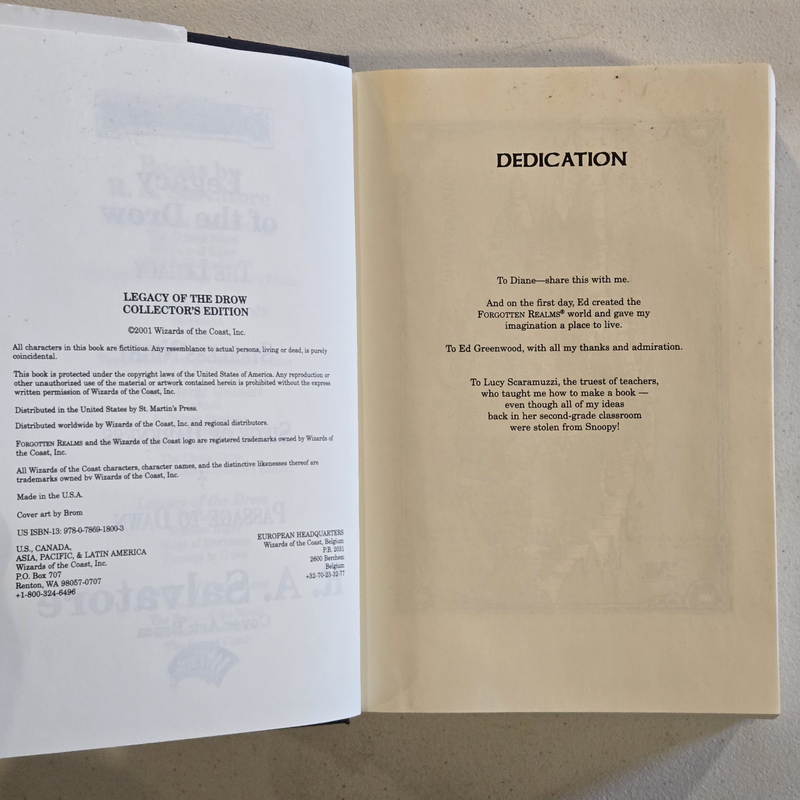 Legacy Of The Drow – R.A. Salvatore HARDCOVER BOOK 2001 COLLECTOR’S EDITION OOP