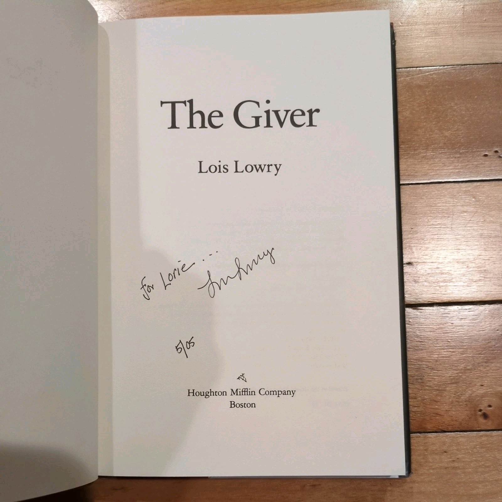SIGNED The Giver by Lois Lowry Signed and Dated~ Hardcover/Dj 19th printing