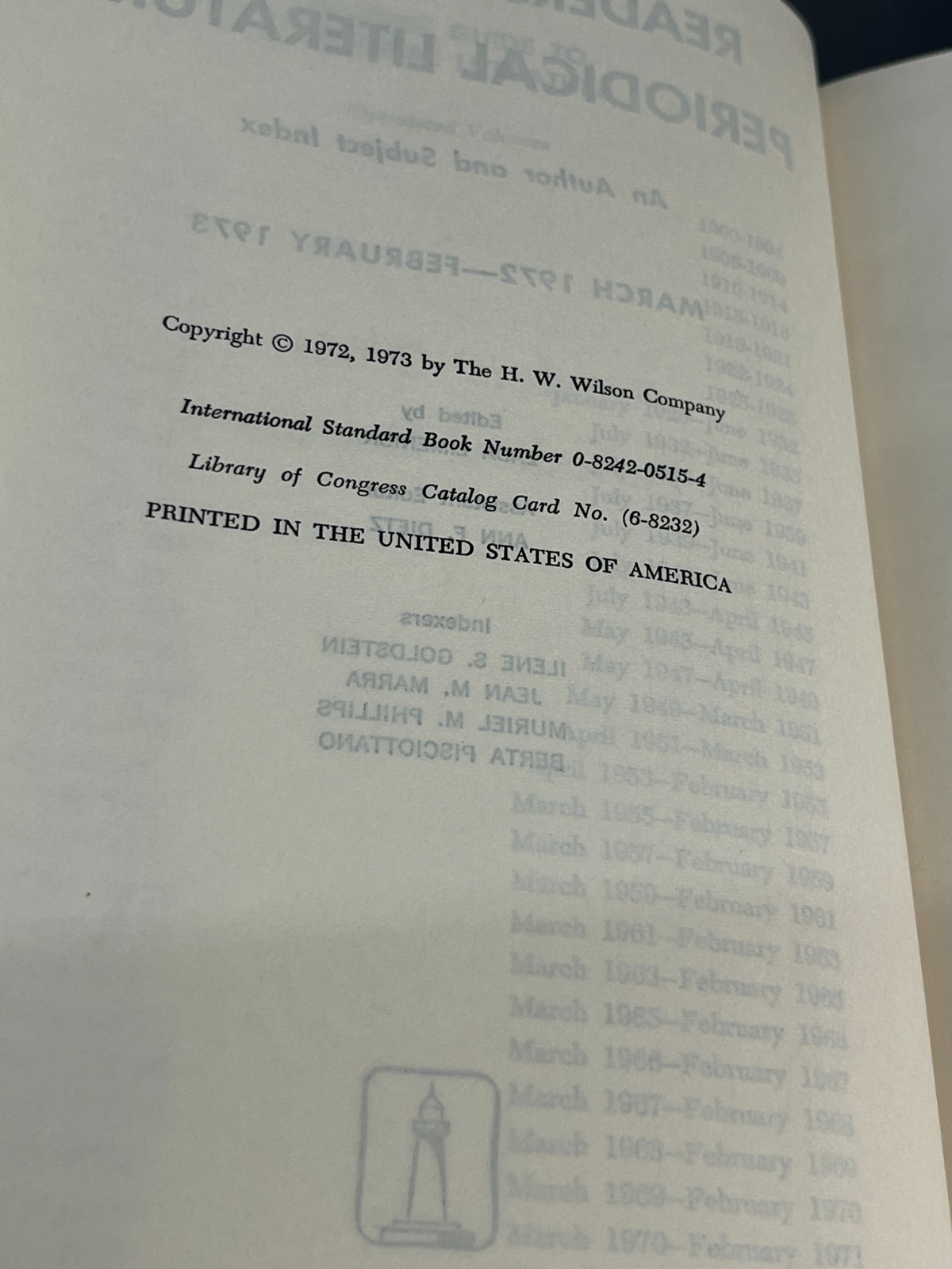 1972 -73 Reader’s Guide to Periodical Literature Volume 32 by H.W. Wilson