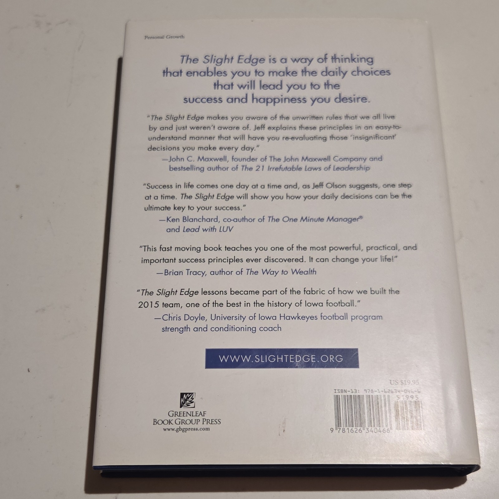 Jeff Olson John David Mann The Slight Edge Hardcover 2013 Greenleaf Self-Help