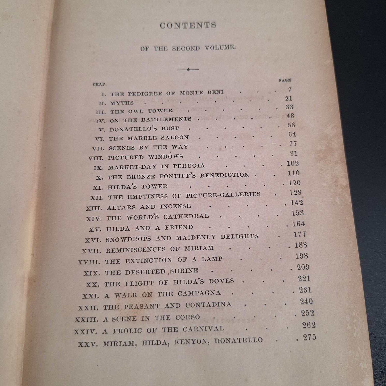Antique 1860 Book The Marble Faun Monte Beni Nathaniel Hawthorne Volume II