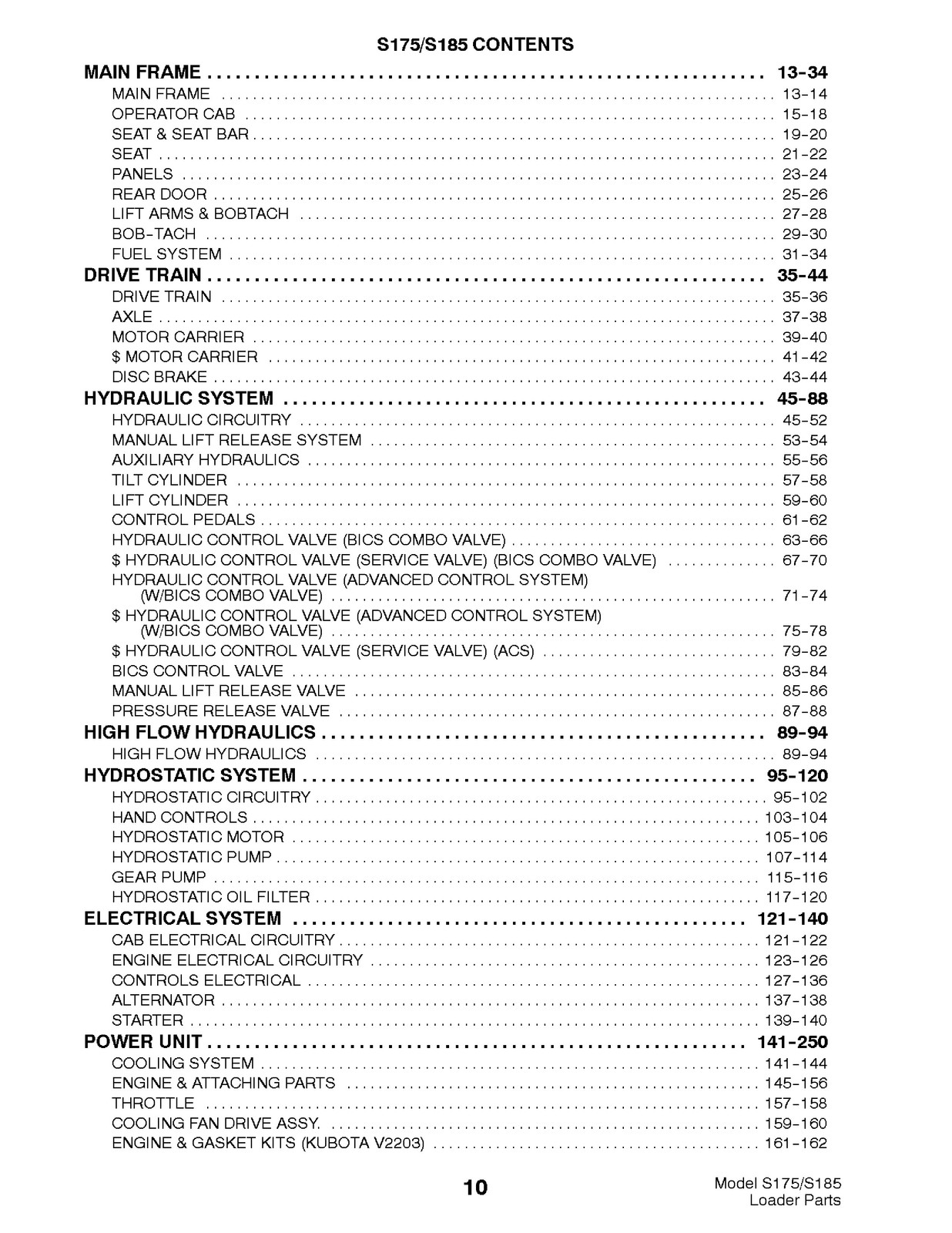 BOBCAT S175 S185 Parts Manual 2003 SN 517625001 Up – WIRE BOUND – TOUGH COVERS