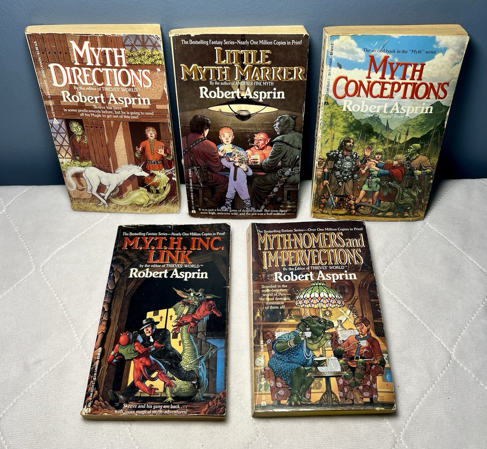 Robert Aspirin Books FIVE Myth Adventures Series Paperback 1980s Vintage