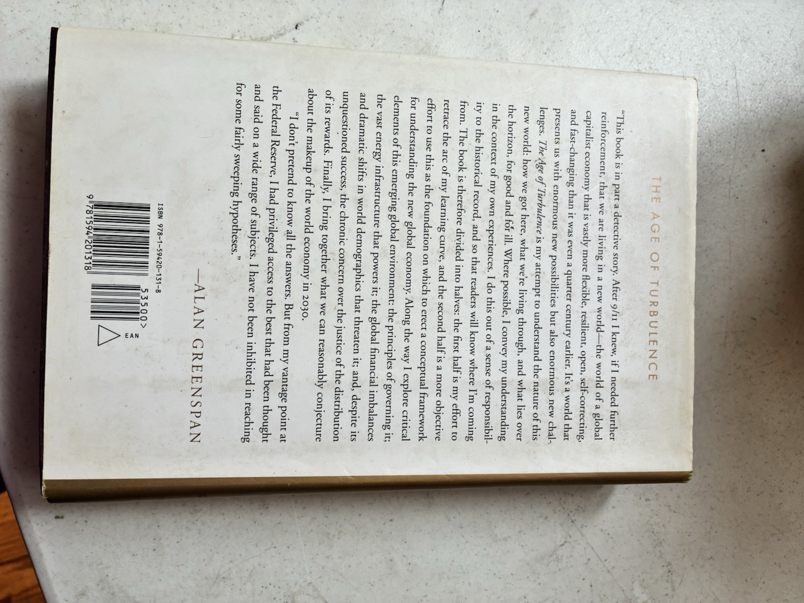 The Age of Turbulence Adventures in a New World Alan Greenspan 2007 HC DJ