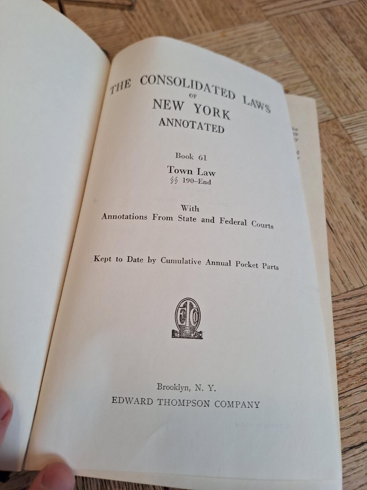 McKINNEY’S CONSOLIDATED LAWS OF NEW YORK ANNOTATED BOOK 61 TOWN LAW HARD COVER
