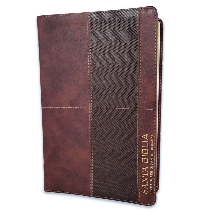 Biblia Letra Súper Gigante 19 puntos RV1960, imit piel café geométrico Con Índic