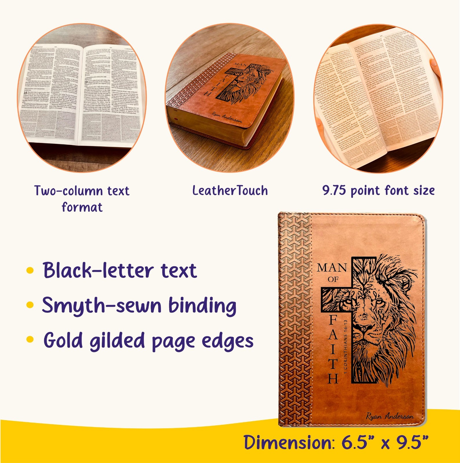 Personalized Bible for Men, KJV Study Bible, Custom Bible for Men Name Engraved