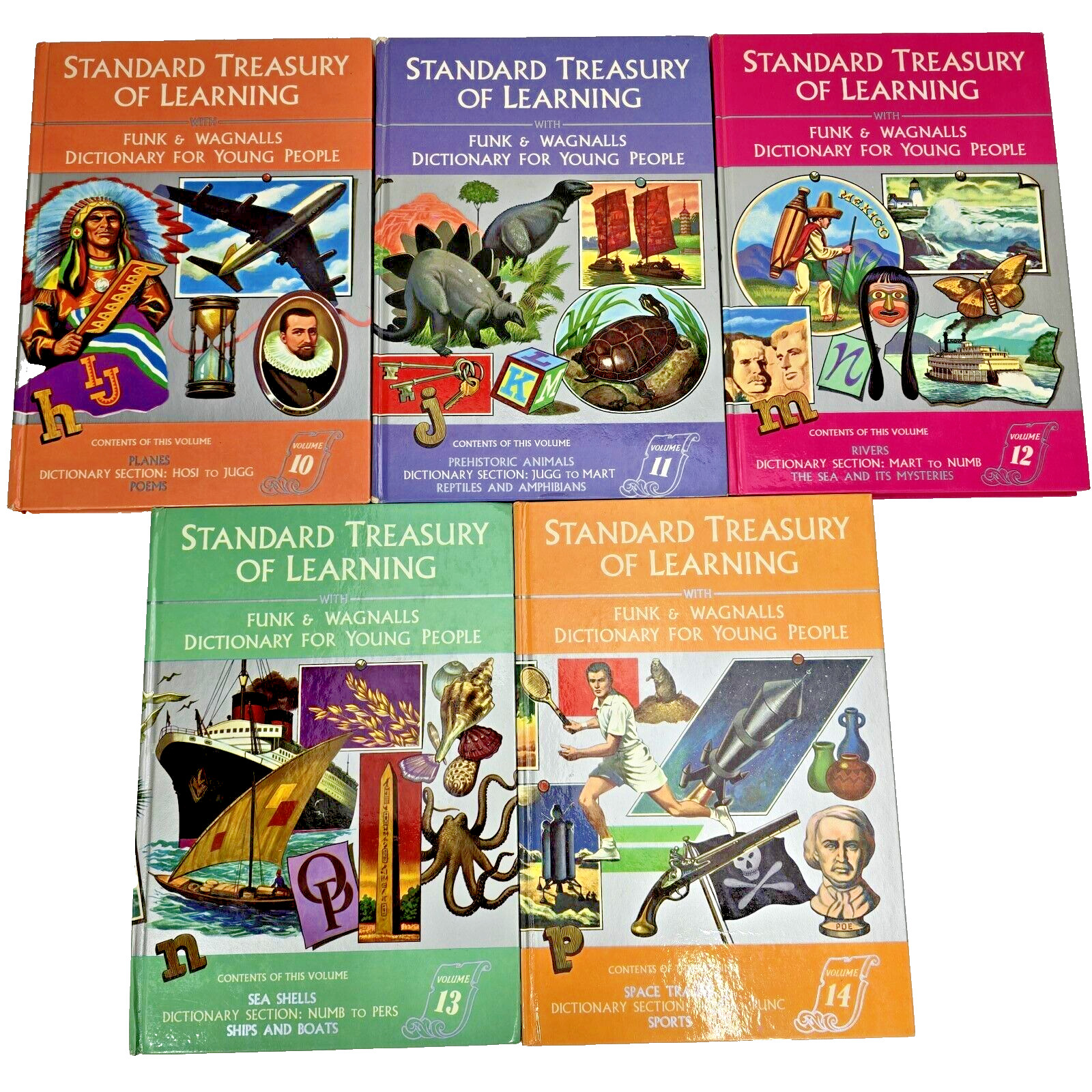 Funk And Wagnalls Standard Treasury of Learning Dictionary Travel More 5 Books