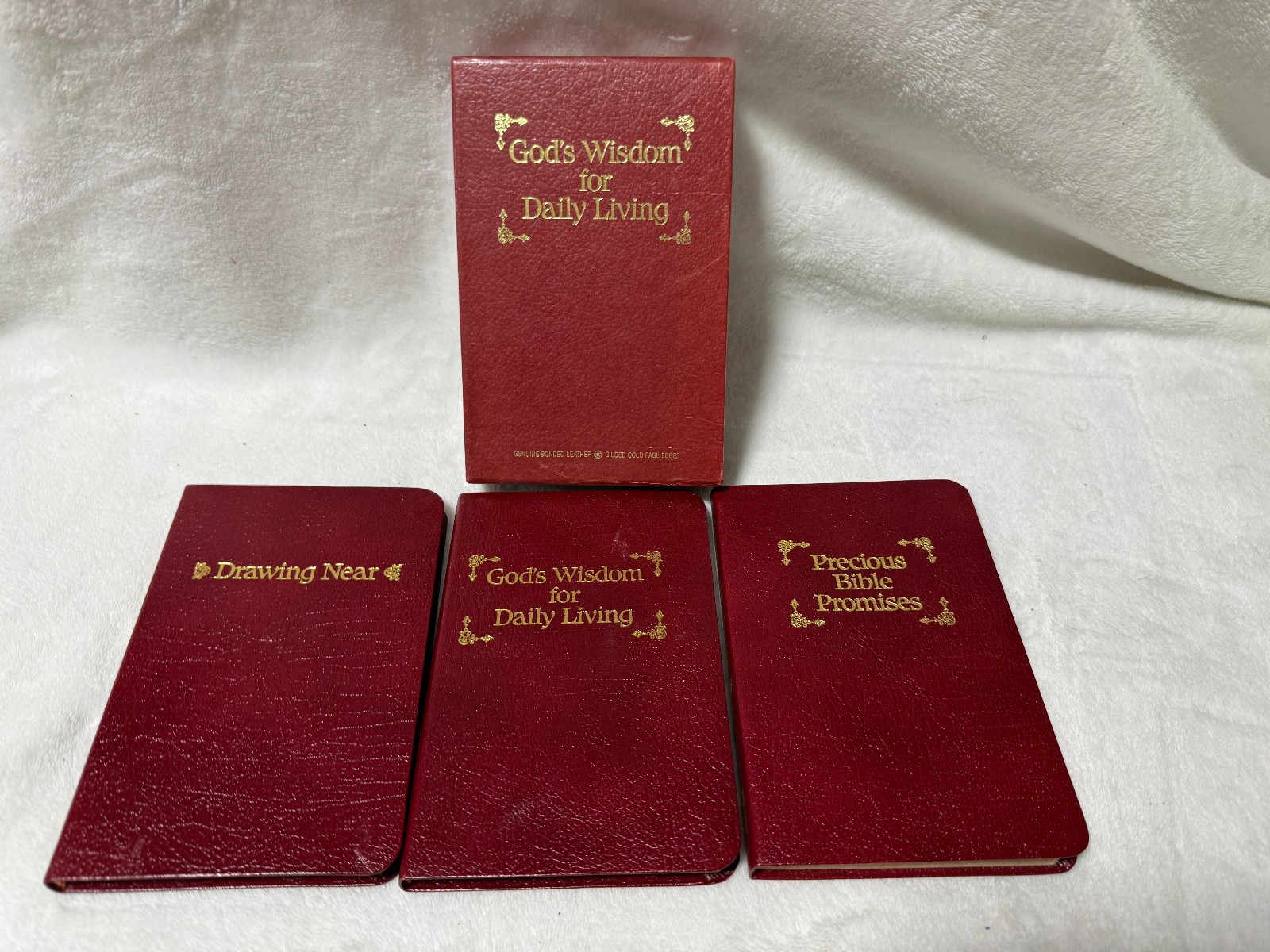 GOD’S WISDOM FOR DAILY LIVING 3 BOOK BOX SET BONDED LEATHER GILDED GOLD EDGES