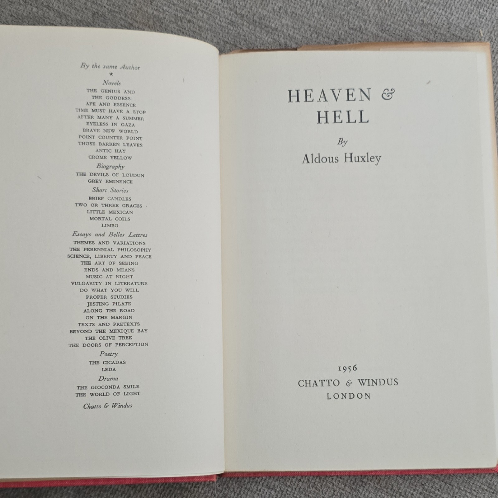 Aldous Huxley Heaven & Hell Hardcover 1956 Chatto & Windus Dust Jacket