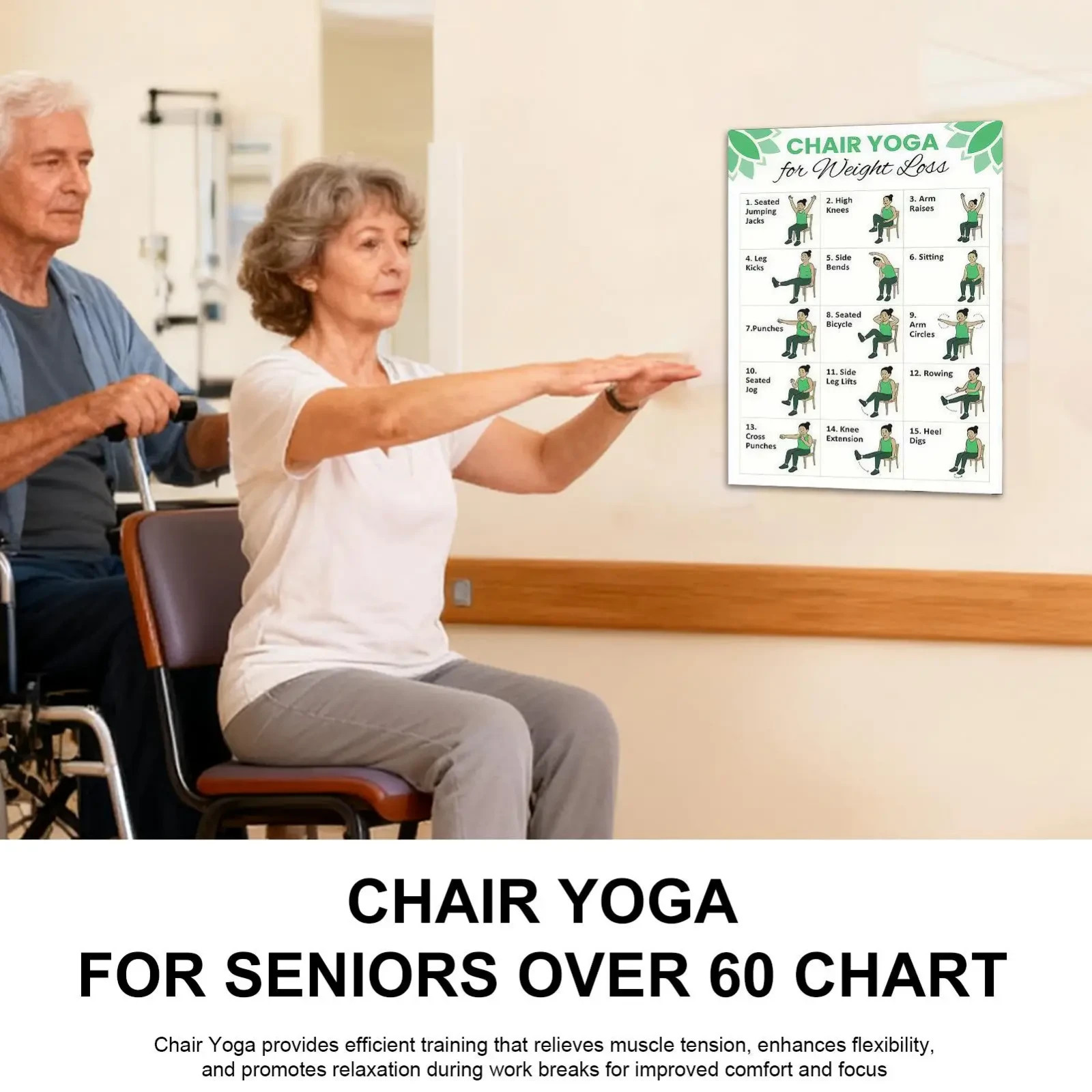 2 Pcs Chair Yoga For Seniors: Simple Exercises For A Rapid Weight Loss Fitness