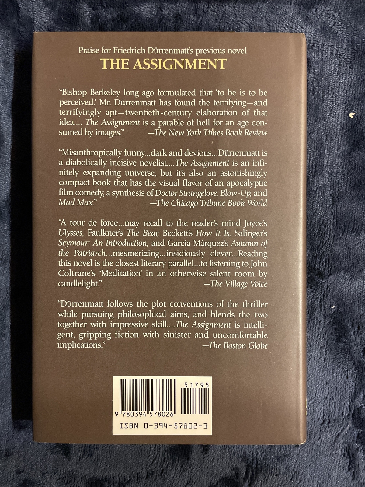 Friedrich Durrenmatt: The Execution of Justice HCDJ 1989 Random House Very Good
