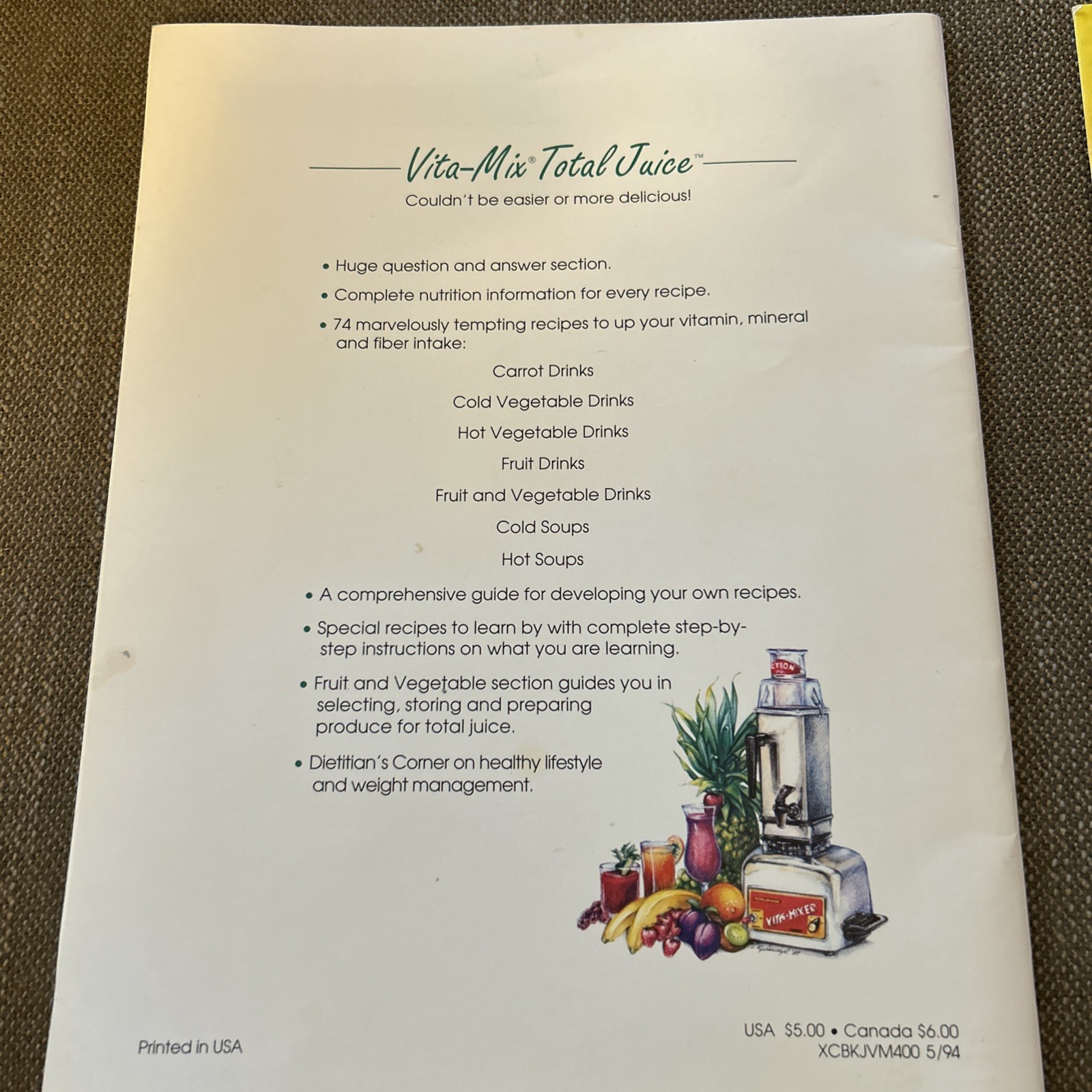 RECIPES & INSTRUCTIONS FOR VITA MIX 3600 & 4000 MODEL Book + Health Digest