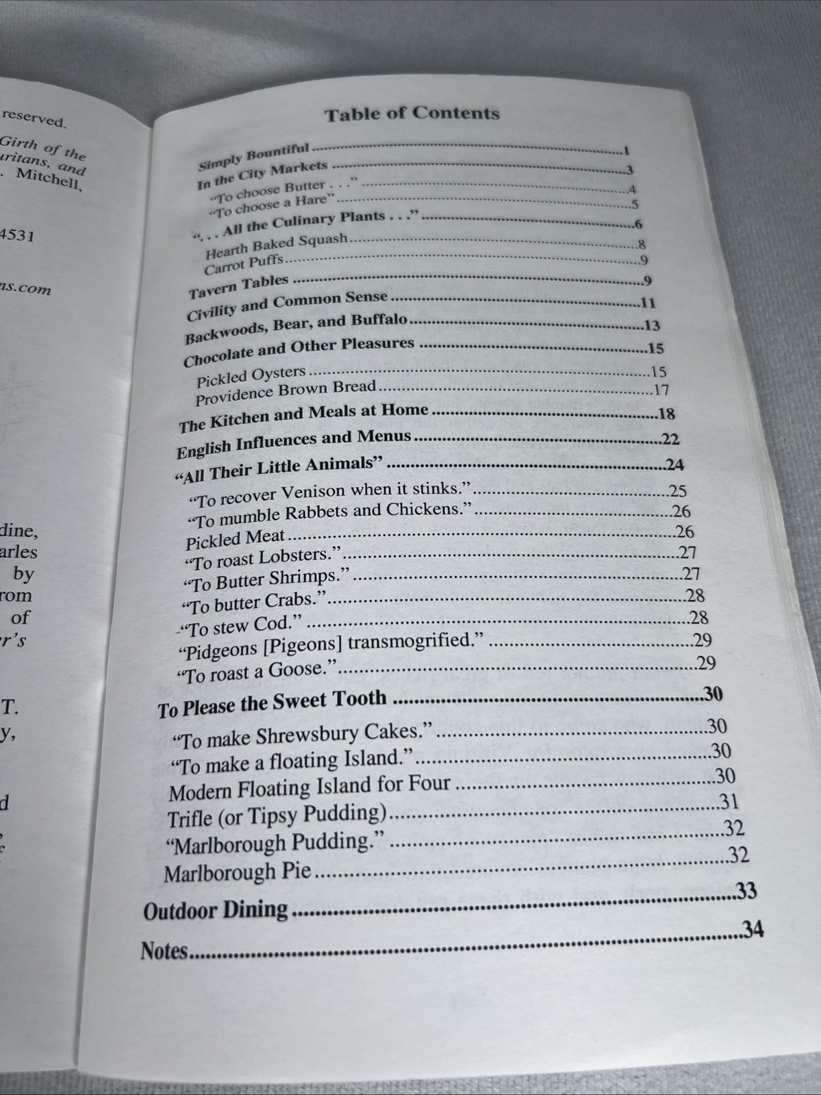 At the Table in Colonial America 1700-1776 Paperback 37 Pages 2012