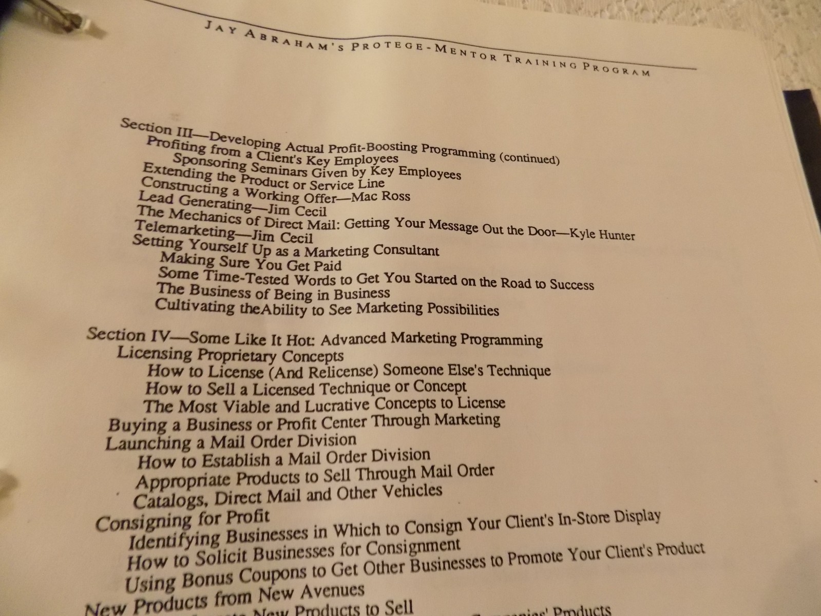 Jay Abraham’s Protege Mentor Training Program 350 Page Binder