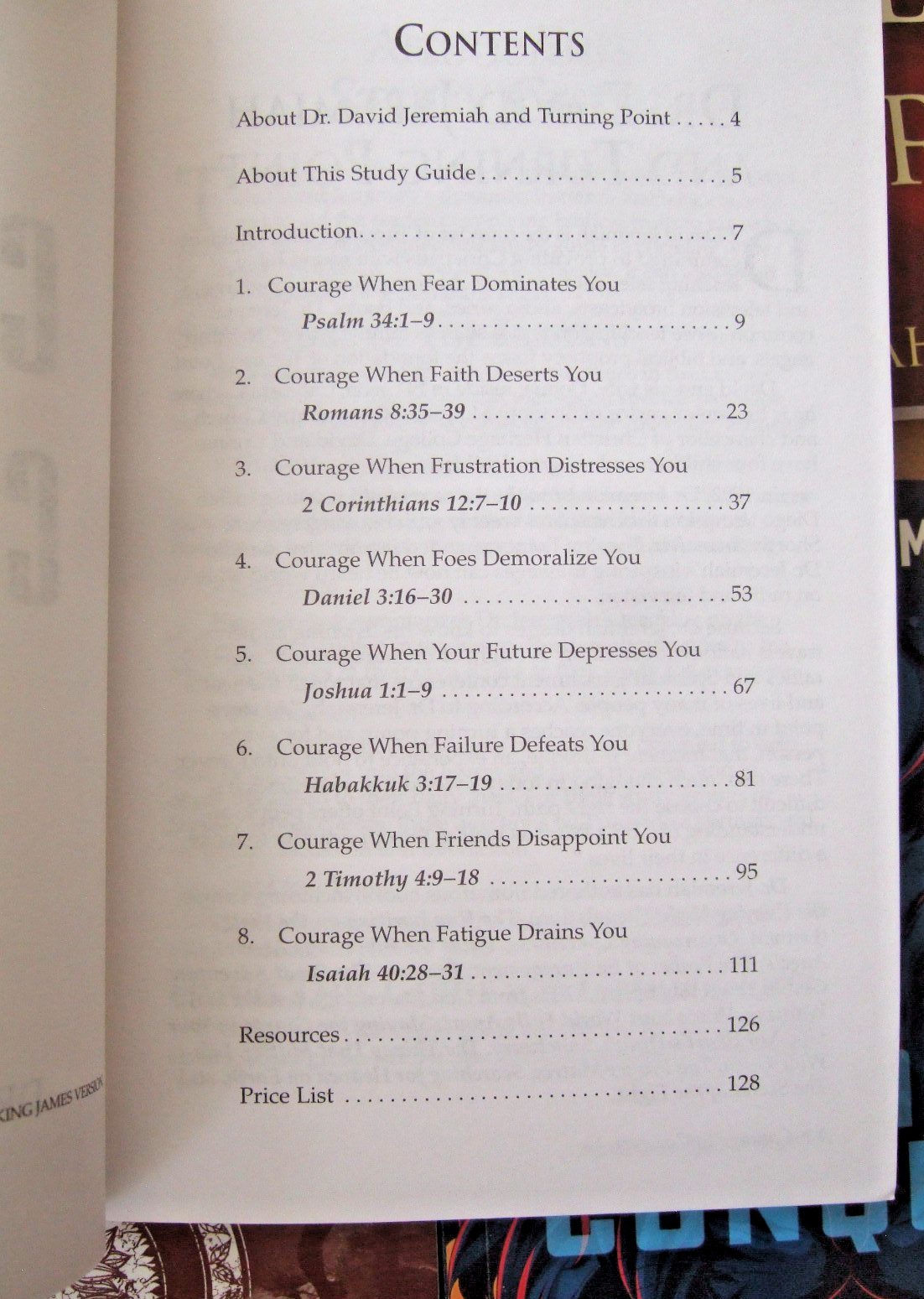 SET OF 4 DR. DAVID JEREMIAH STUDY GUIDES COURAGE TO CONQUER + 1CD