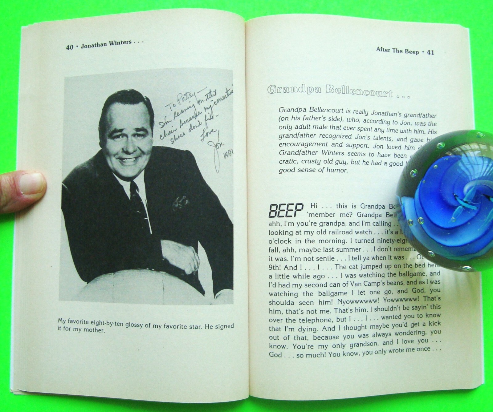 1989 JONATHON WINTERS – AFTER THE BEEP 132-pg Comedic Softbound Book UNUSED Xlnt