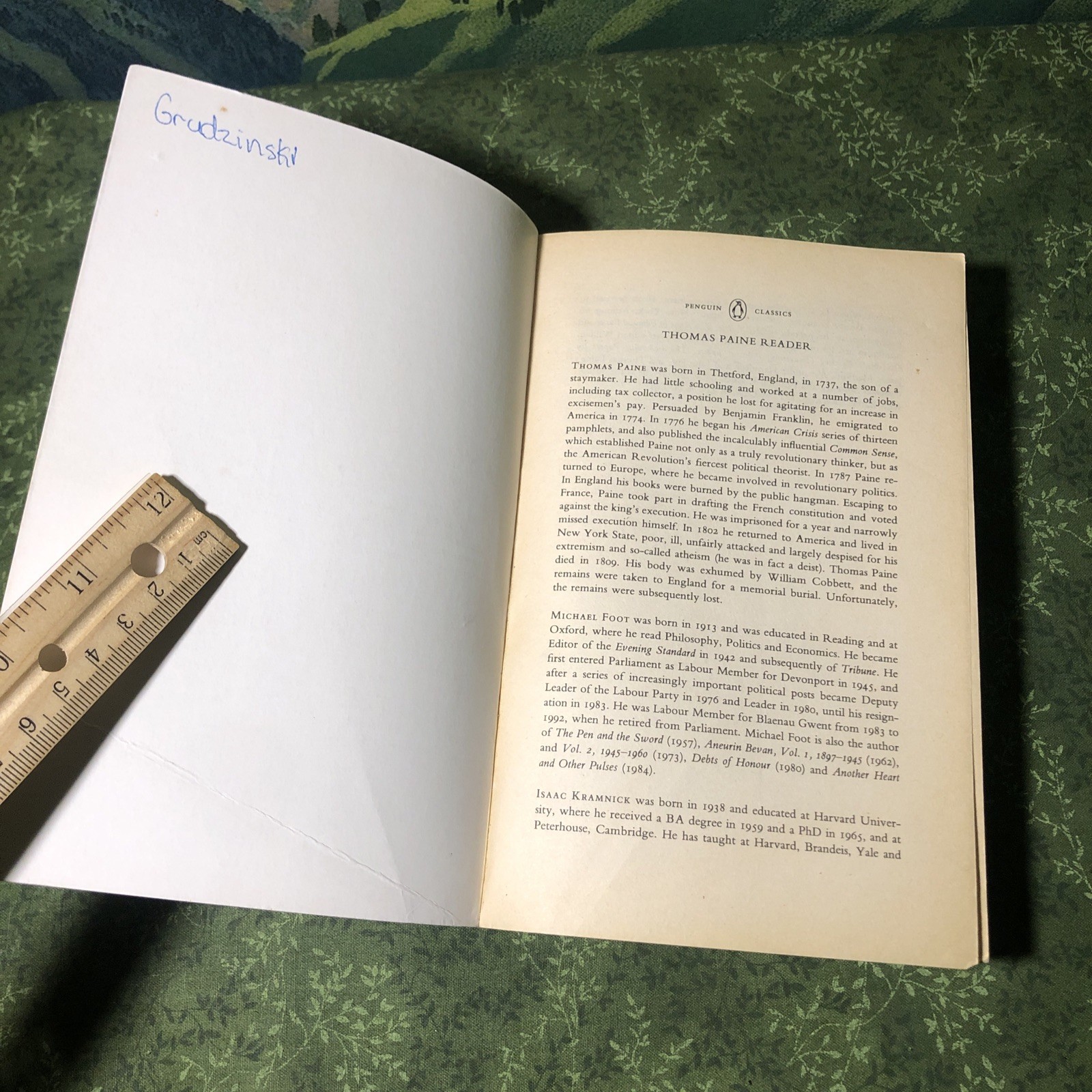The Thomas Paine Reader 1987, UK-B Pb Penguin Classics Common Sense Rights Man