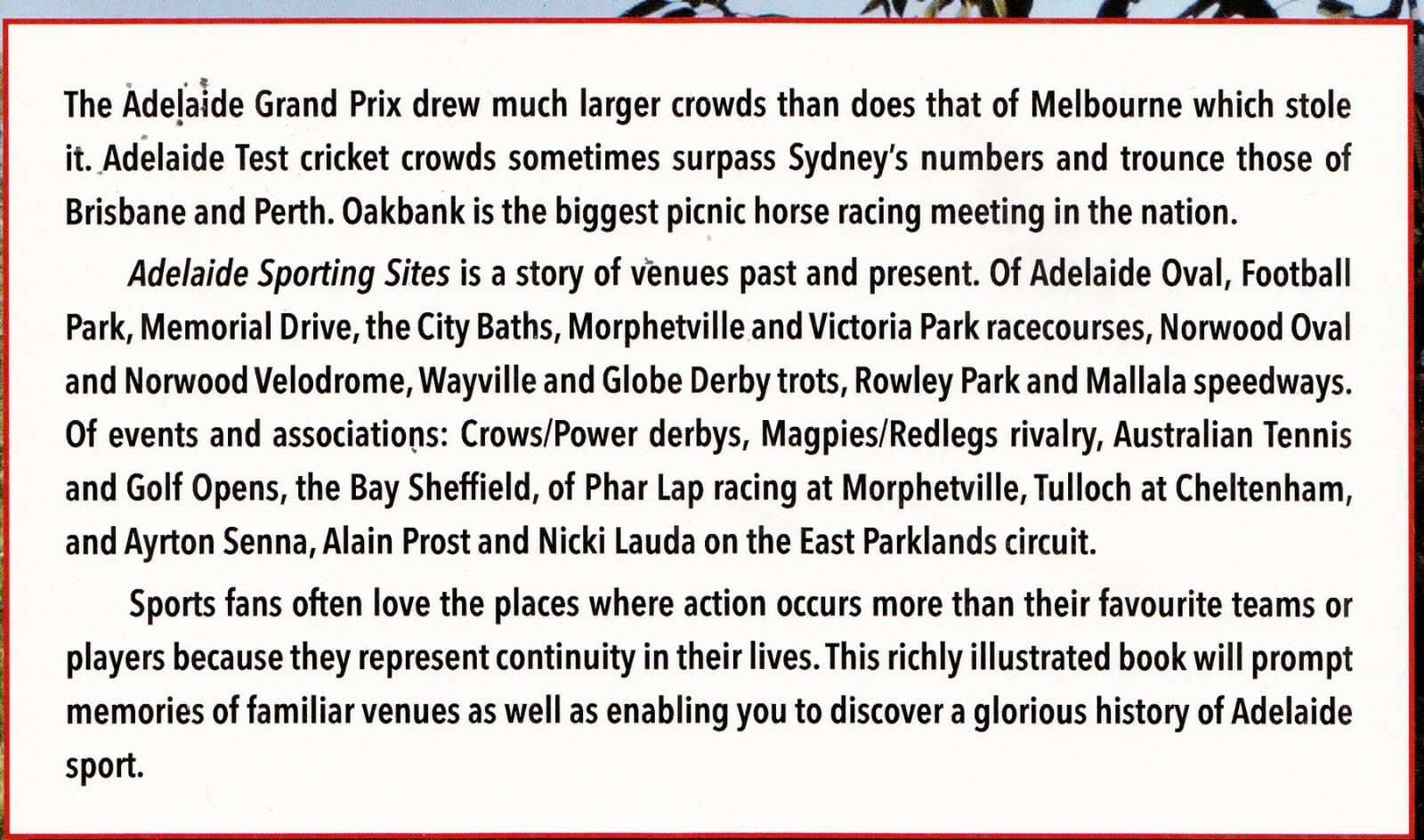 Adelaide Sporting Sites by Bernard Whimpress & Santo Caruso Signed by Whimpress