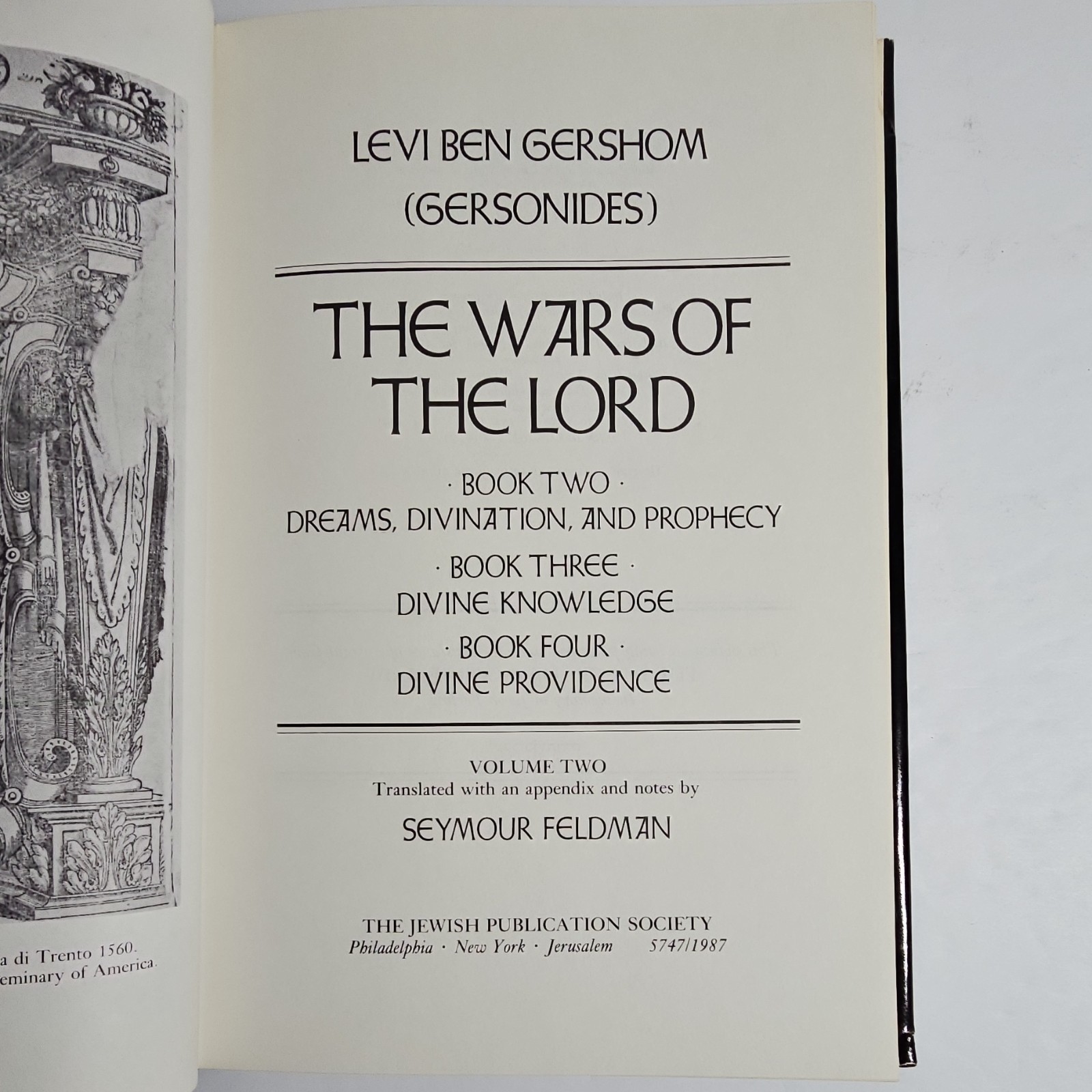 Levi ben Gershom The Wars of the Lord Vol. 2 Judaism Feldman Translation JPS