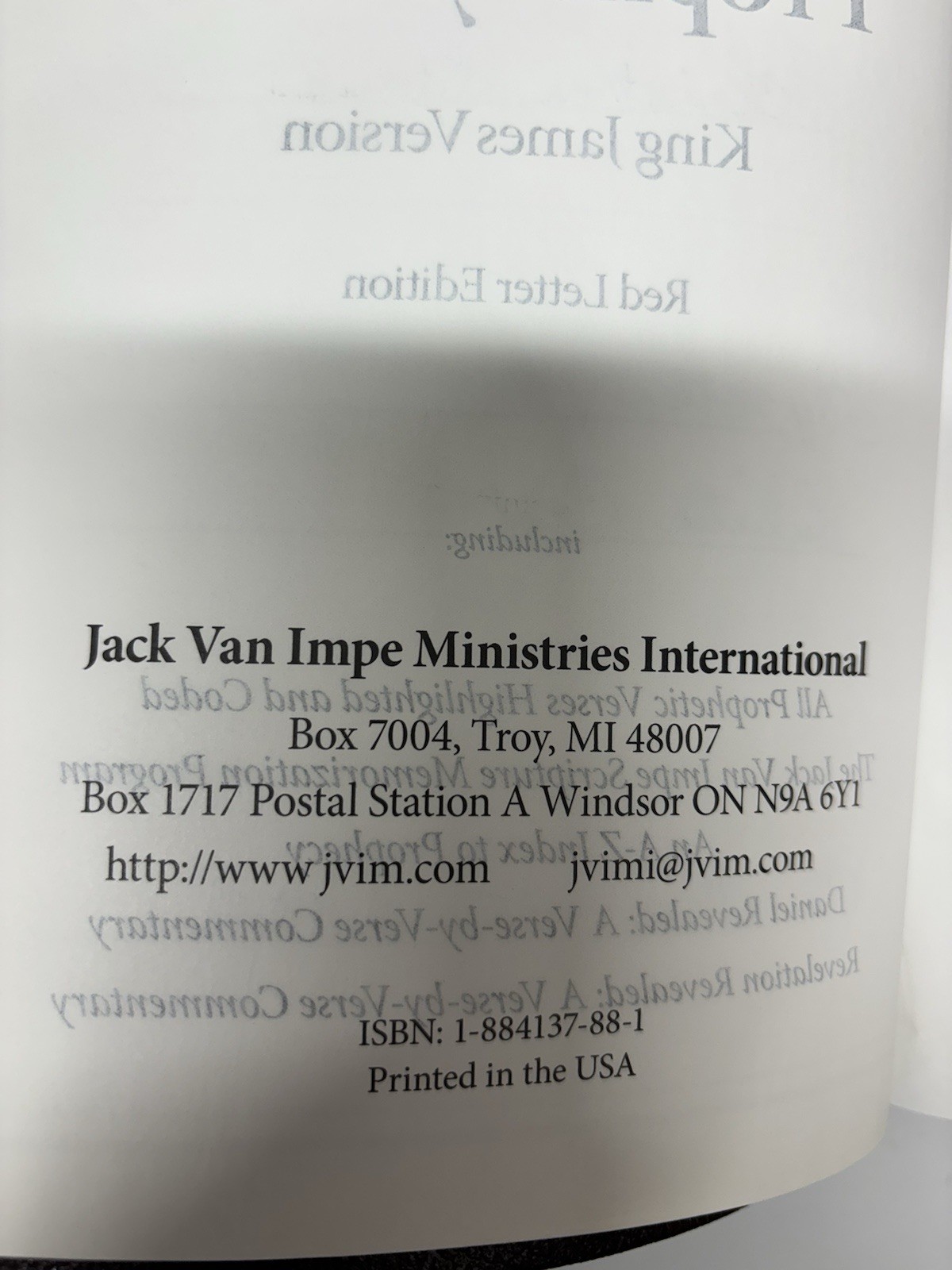 Jack Van Impe Prophecy Bible Special Limited Edition Red Letter KJV