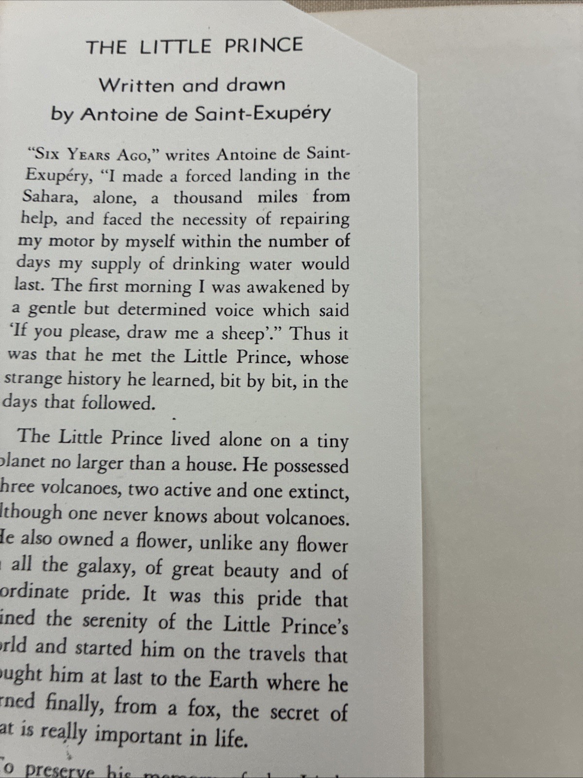 The Little Prince by Antoine De Saint Exupery Harcourt Brace and Company HBDJ