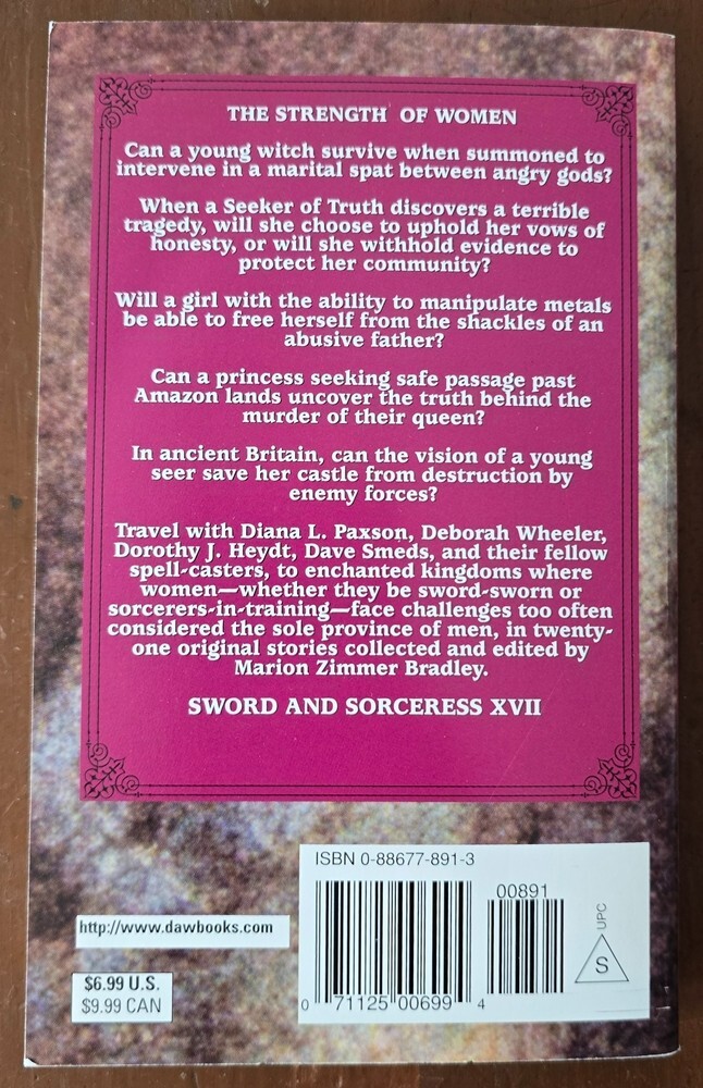 Sword and Sorceress XVII, ed by Marion Zimmer Bradley – DAW #1152 PBK 1st 2000