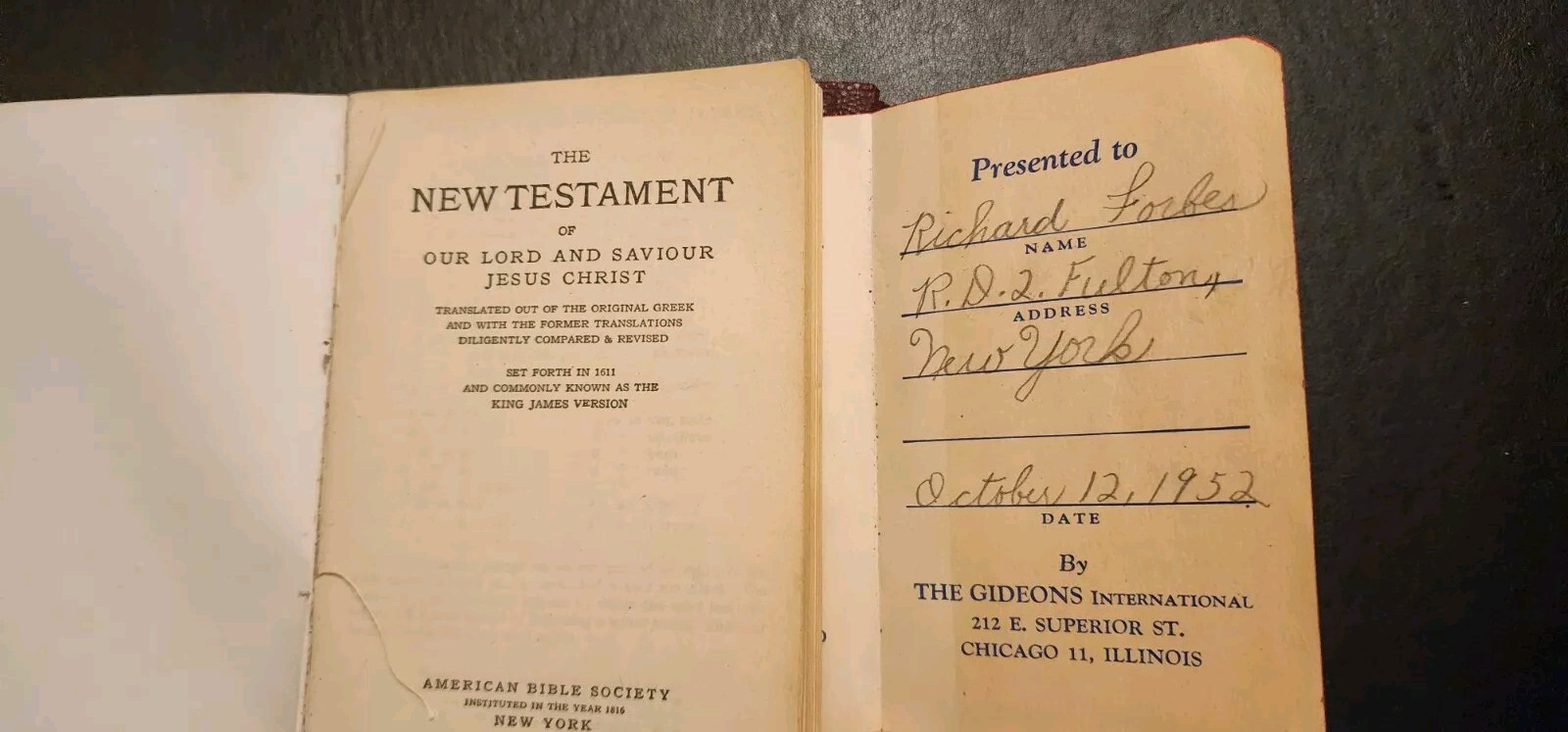 2 Vintage Pocket Size Bible New Testament American Bible Society & Gideons 1950s