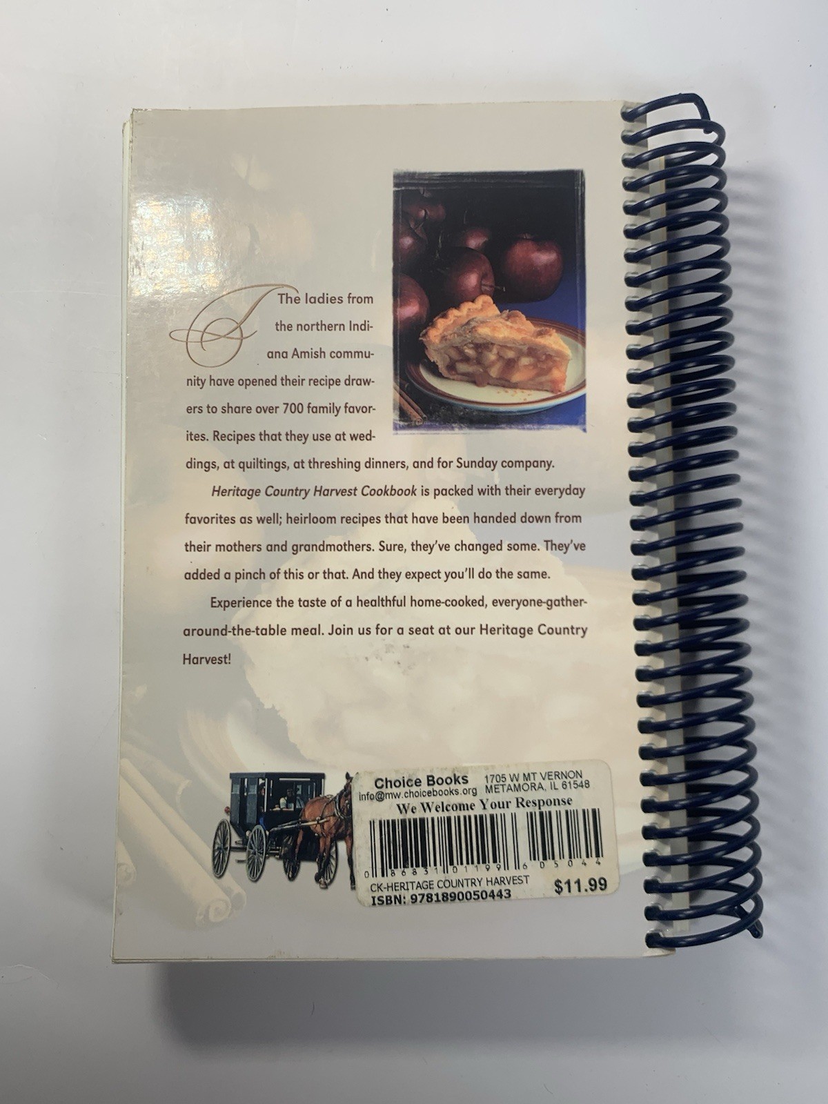 Heritage Country Harvest Cookbook Spiral Bound Recipes Amish Style