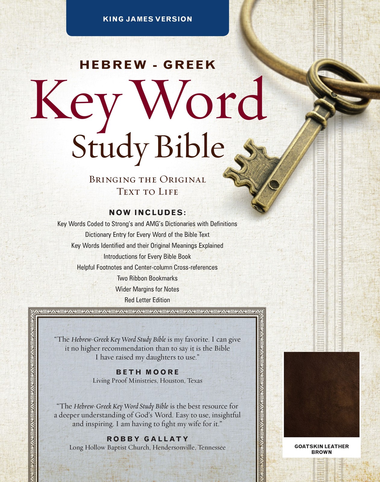 KJV HEBREW-GREEK KEY WORD STUDY BIBLE-BROWN GENUINE GOAT LEATHER