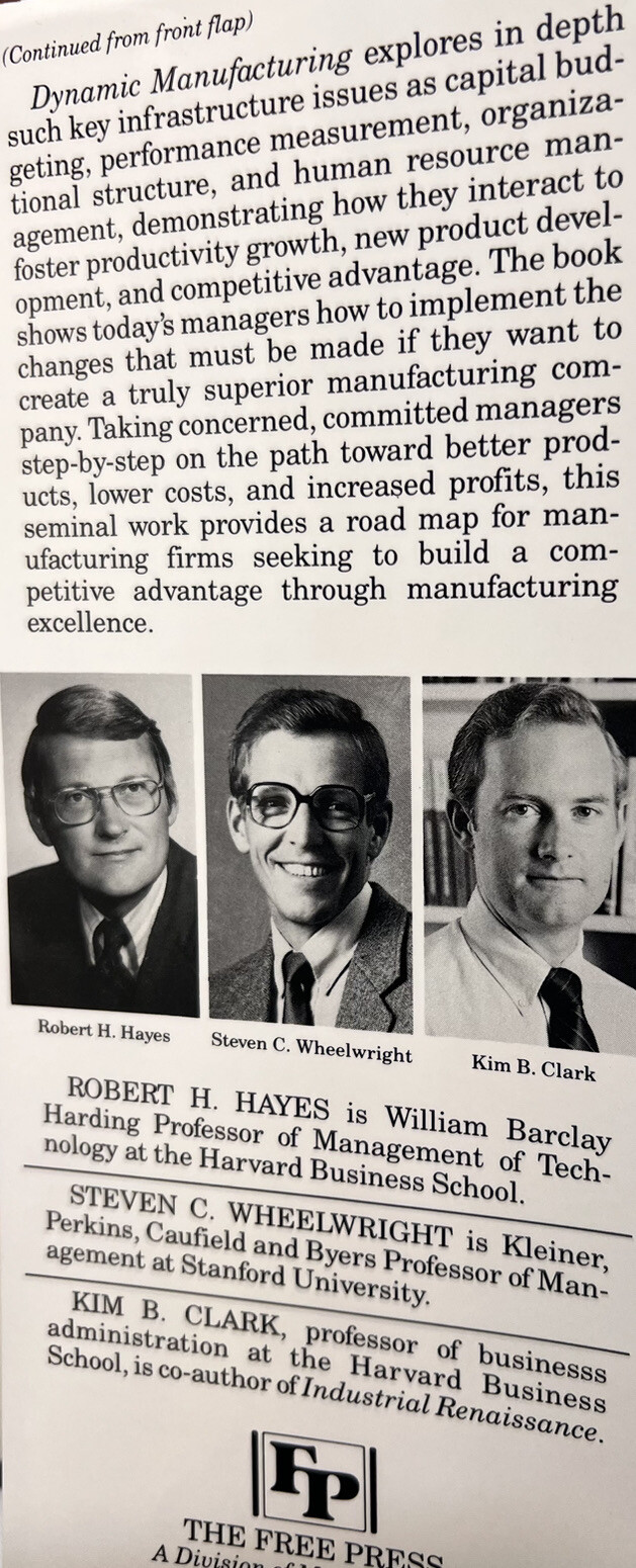 Dynamic Manufacturing *SIGNED* – Robert Hayes Steven Wheelwright Kim Clark 1st/8